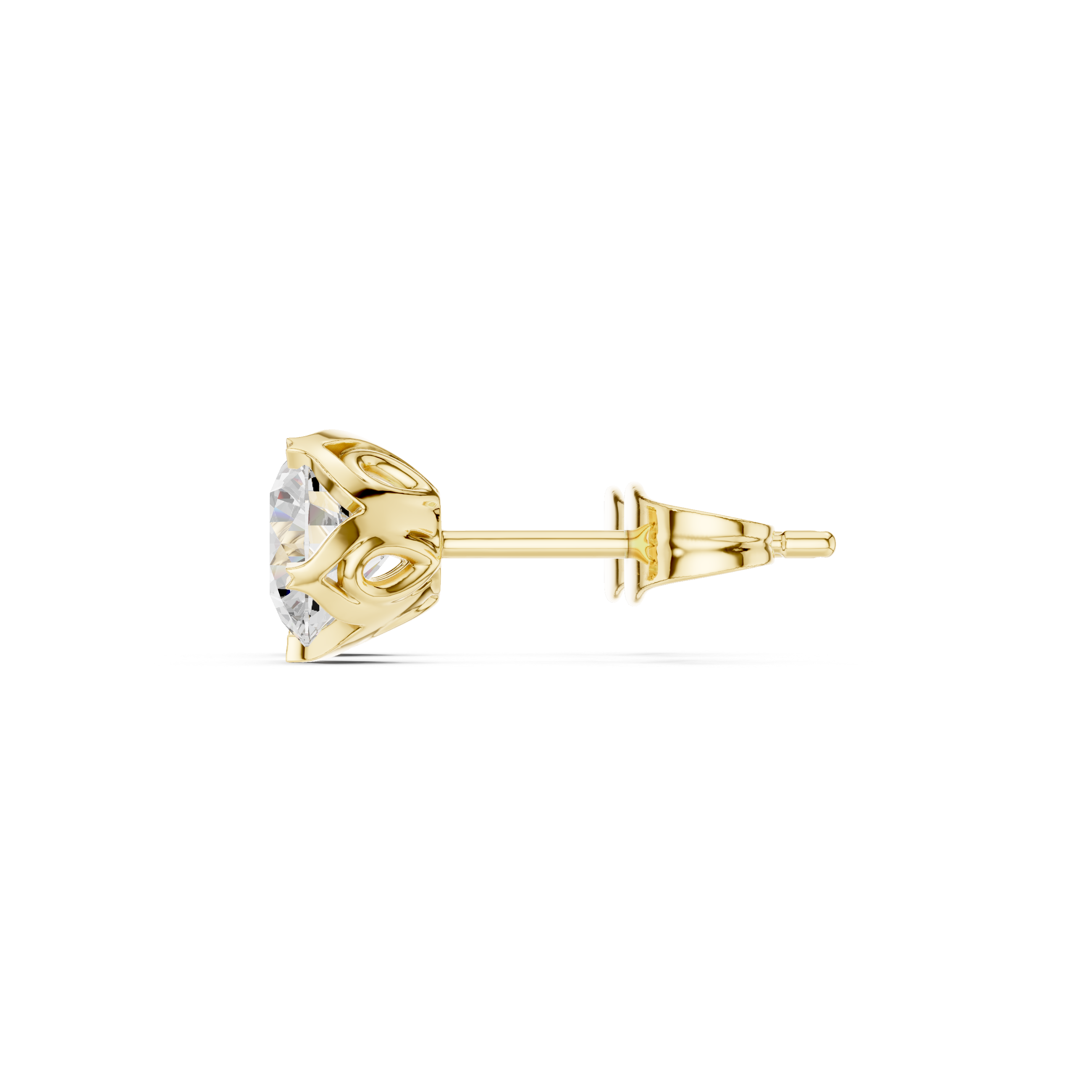 Classic Round Diamond Stud Earrings – 4 Prong Floral Setting