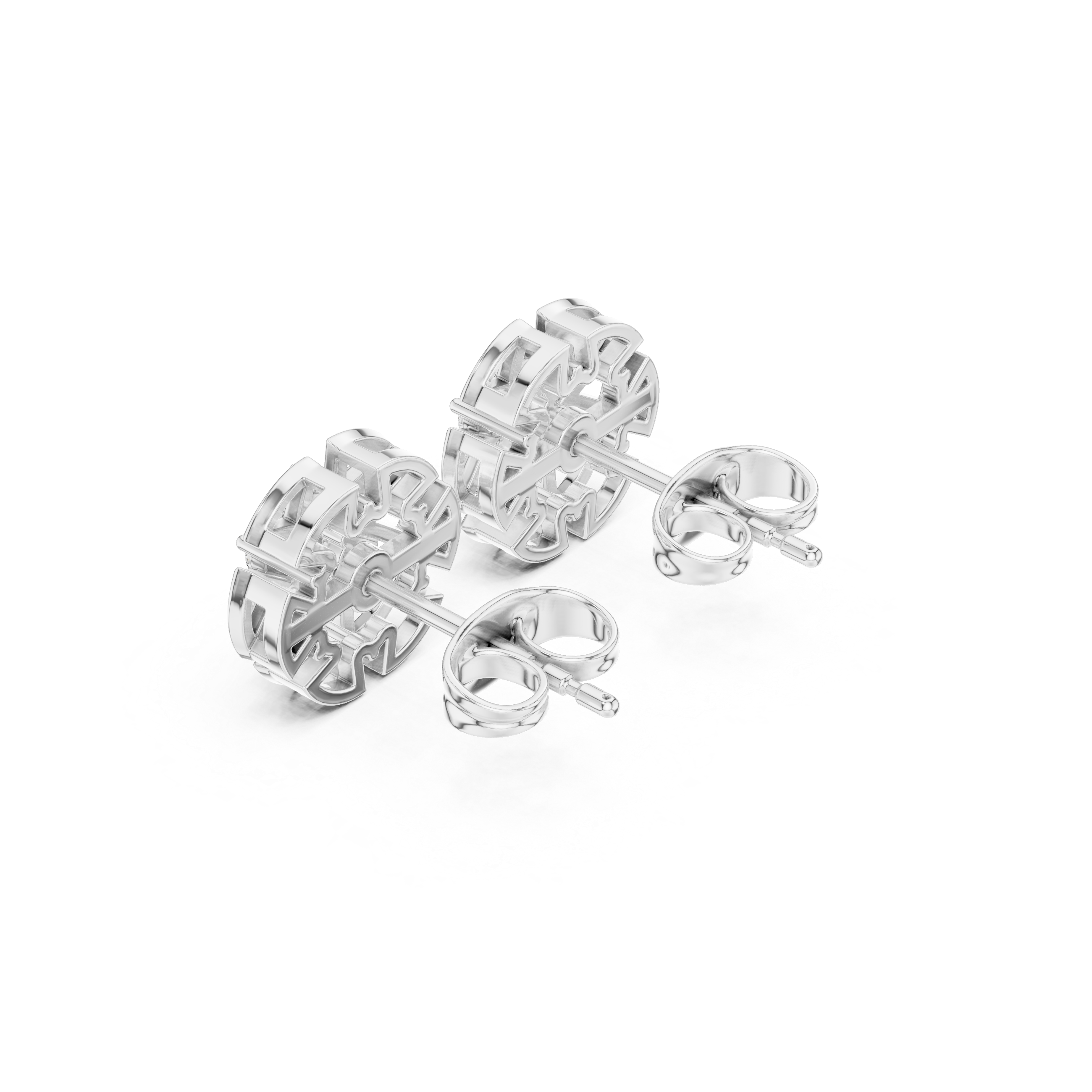 Round Cluster Diamond Earrings – Geometric Halo Design