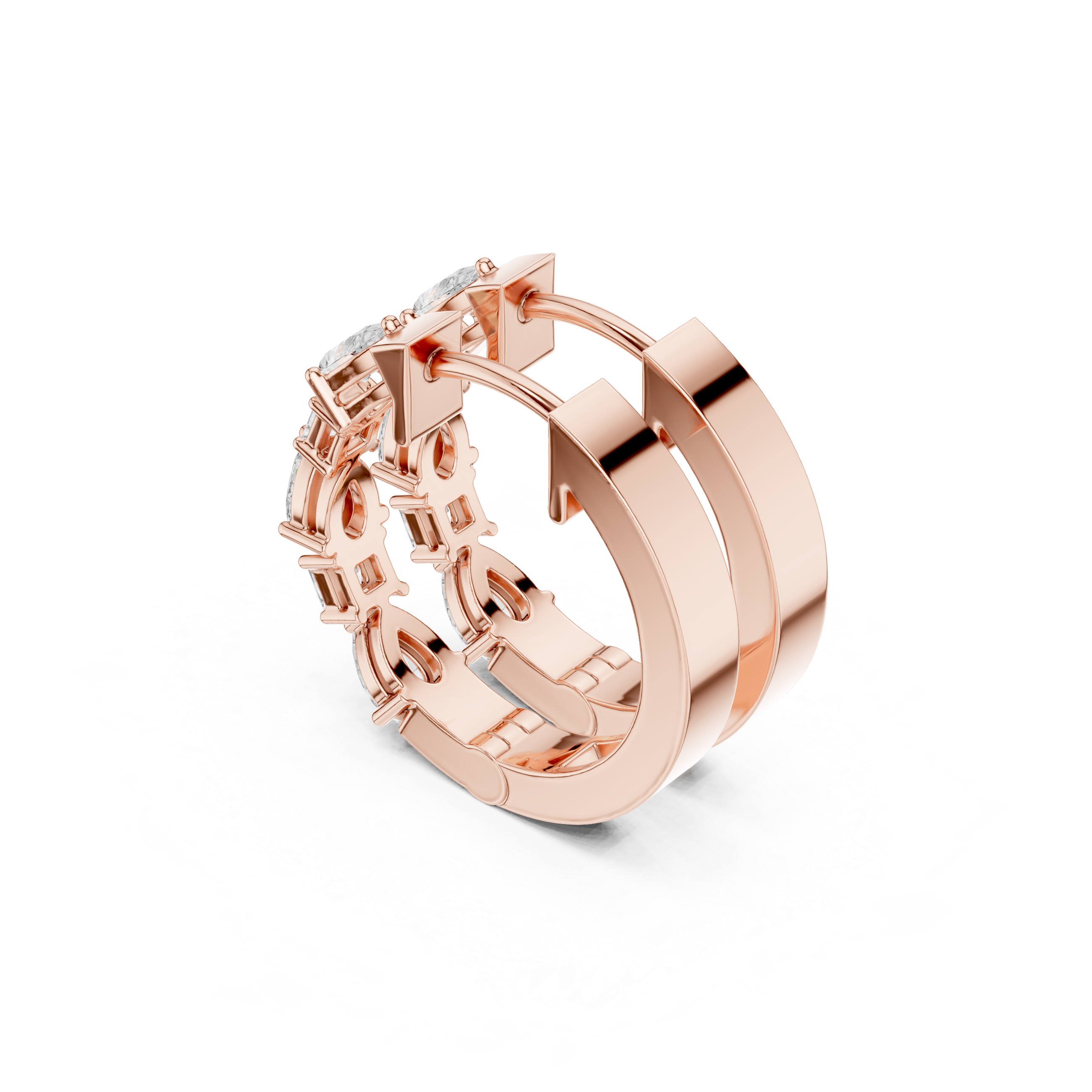 Multi Shape Diamond Hoop Earrings – Pear & Princess Cut Line Design