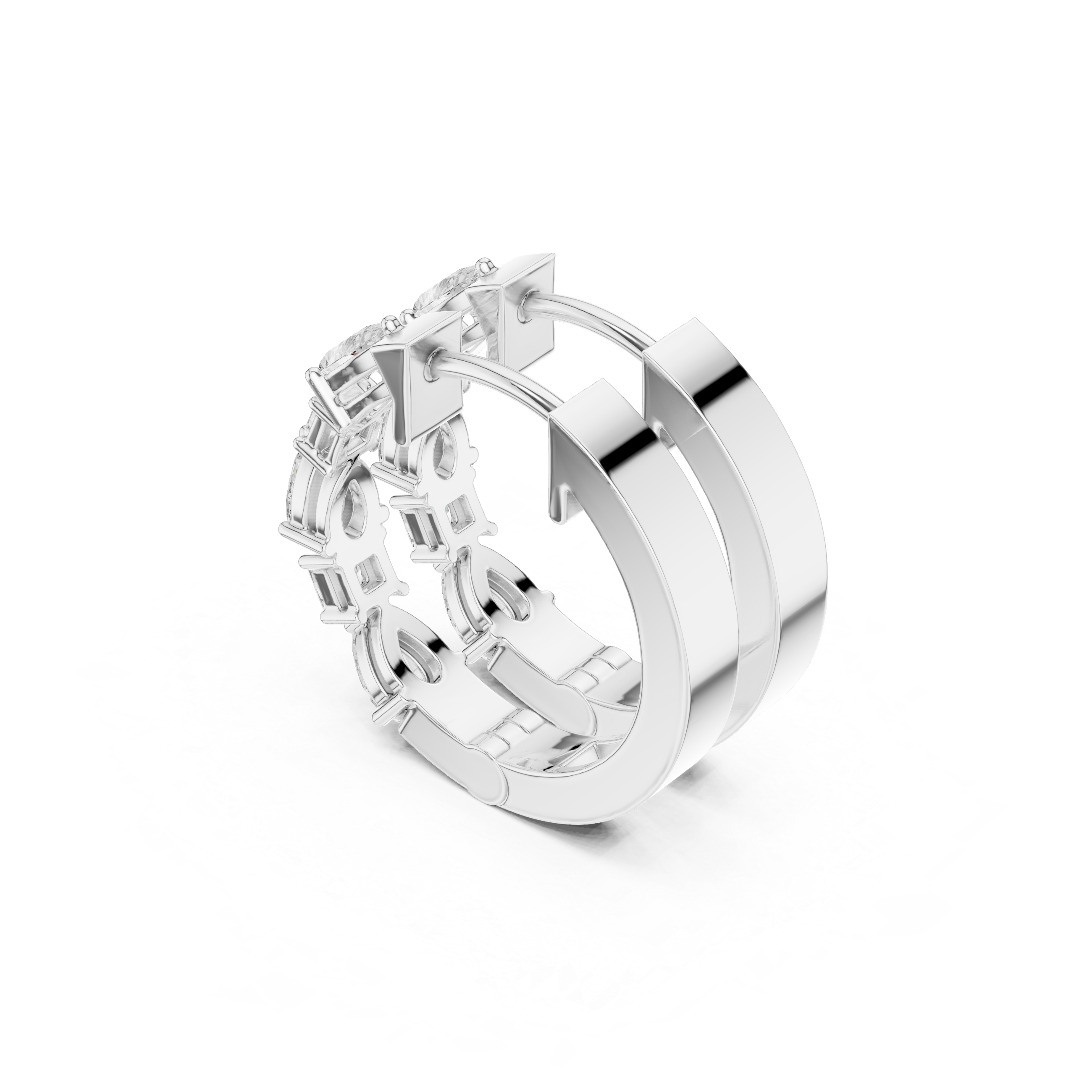 Multi Shape Diamond Hoop Earrings – Pear & Princess Cut Line Design