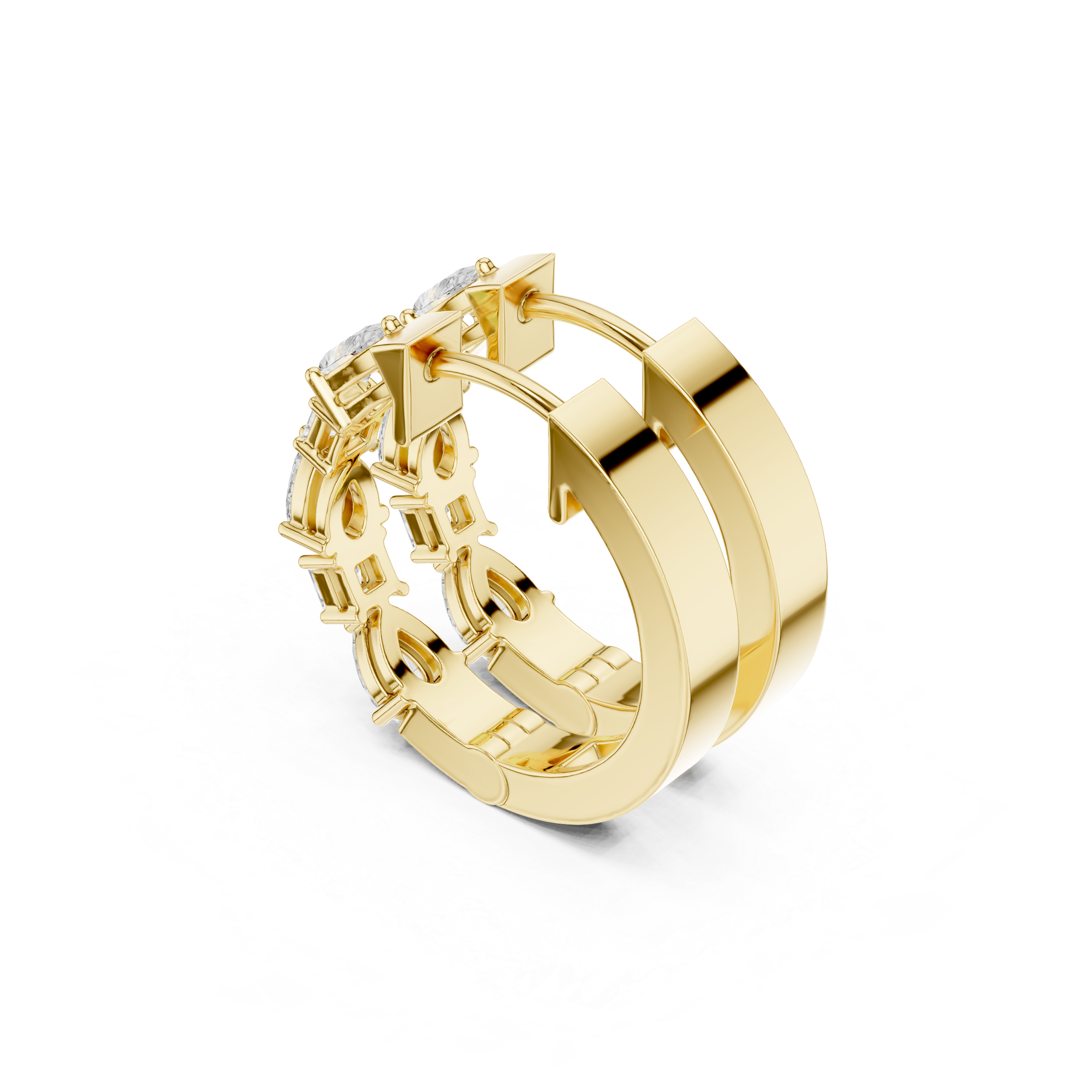 Multi Shape Diamond Hoop Earrings – Pear & Princess Cut Line Design