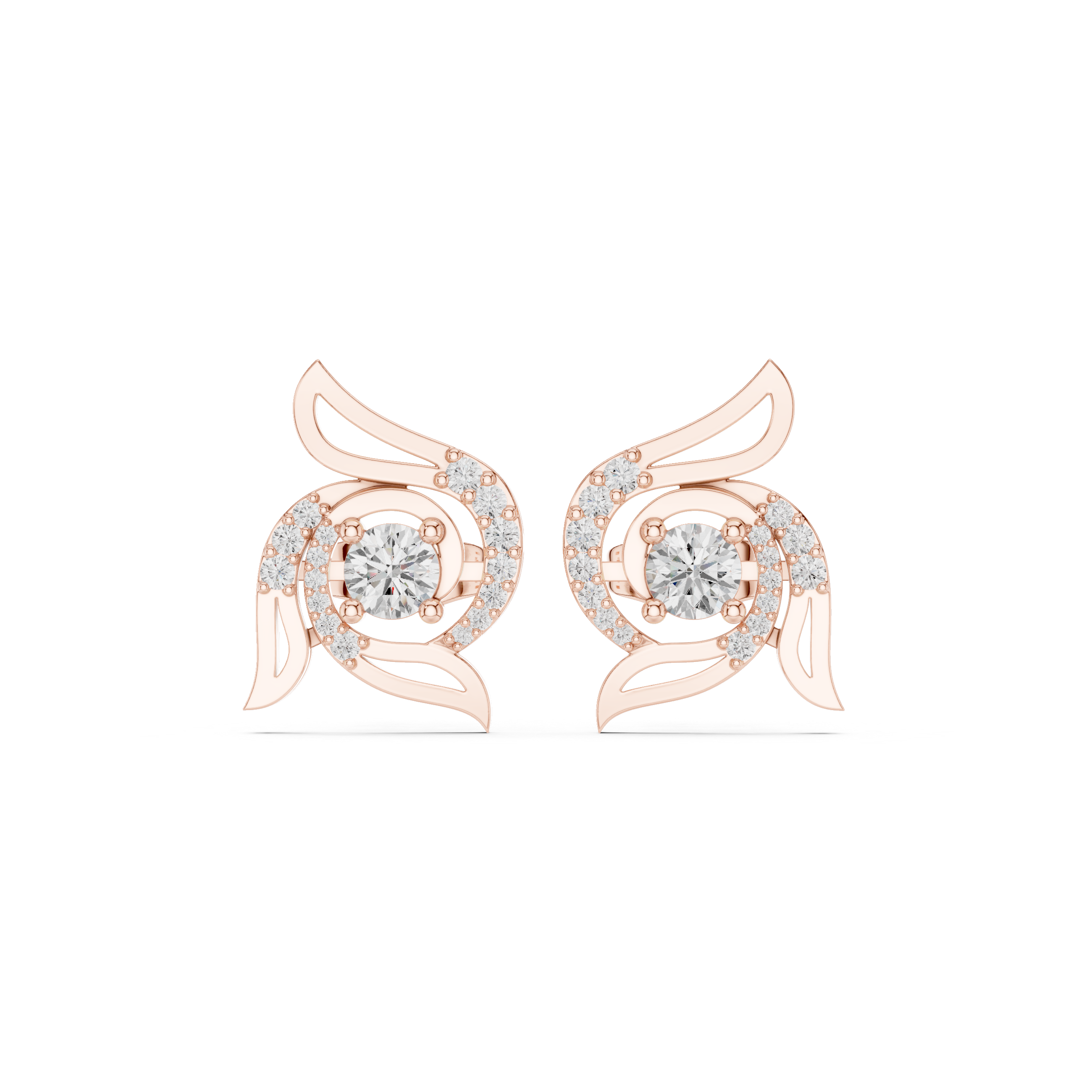 Abstract Swirl Diamond Earrings – Modern Fluid Design