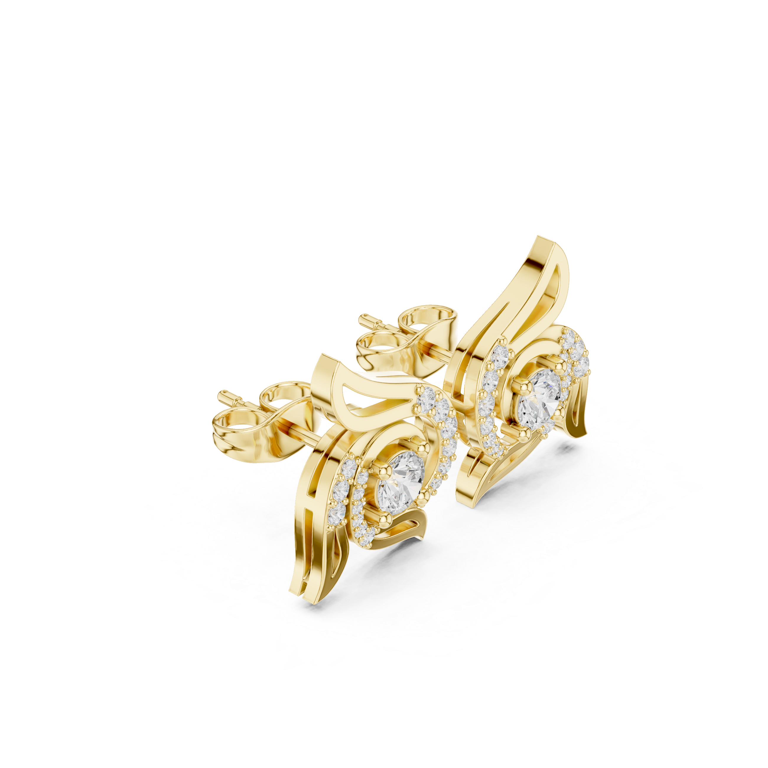 Abstract Swirl Diamond Earrings – Modern Fluid Design
