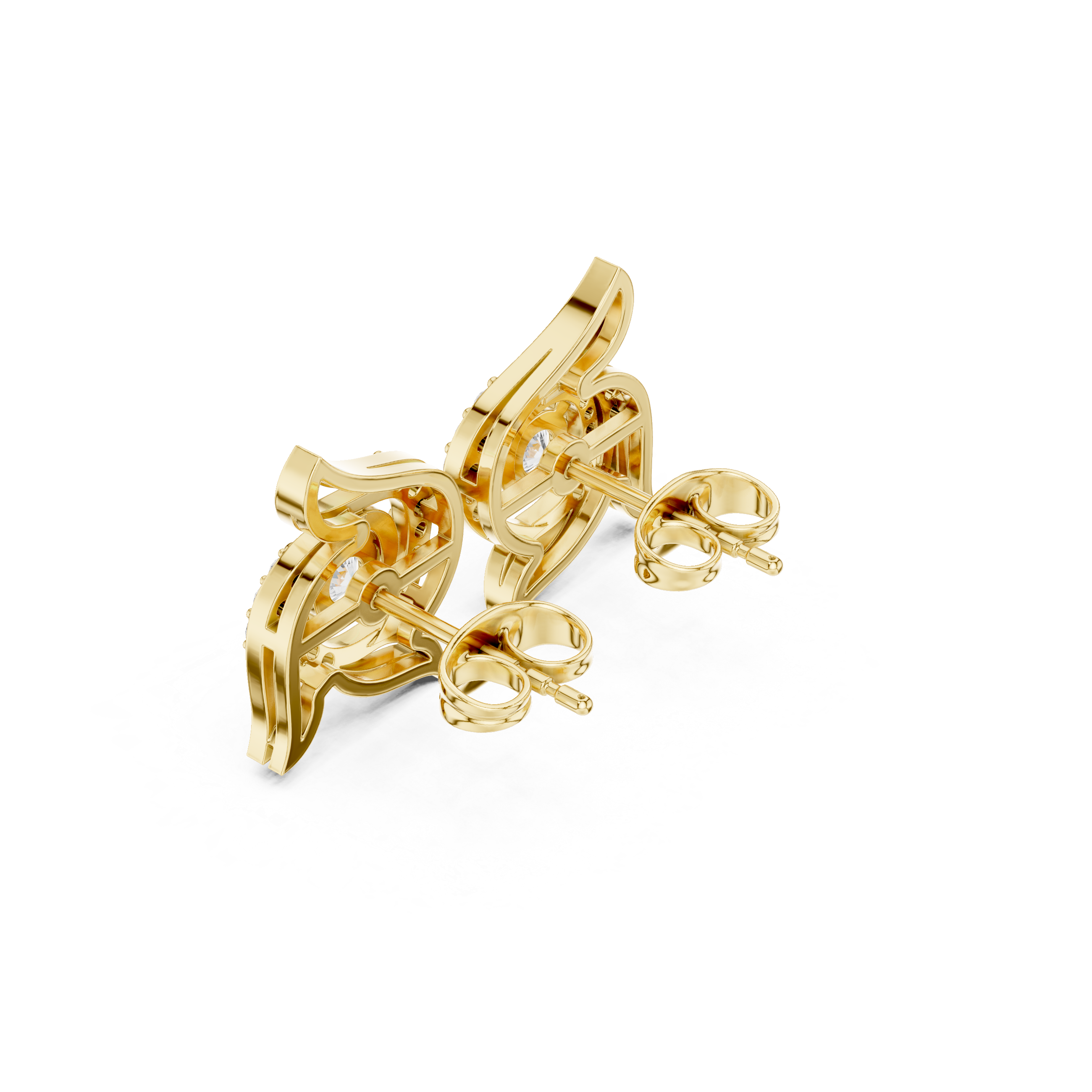 Abstract Swirl Diamond Earrings – Modern Fluid Design