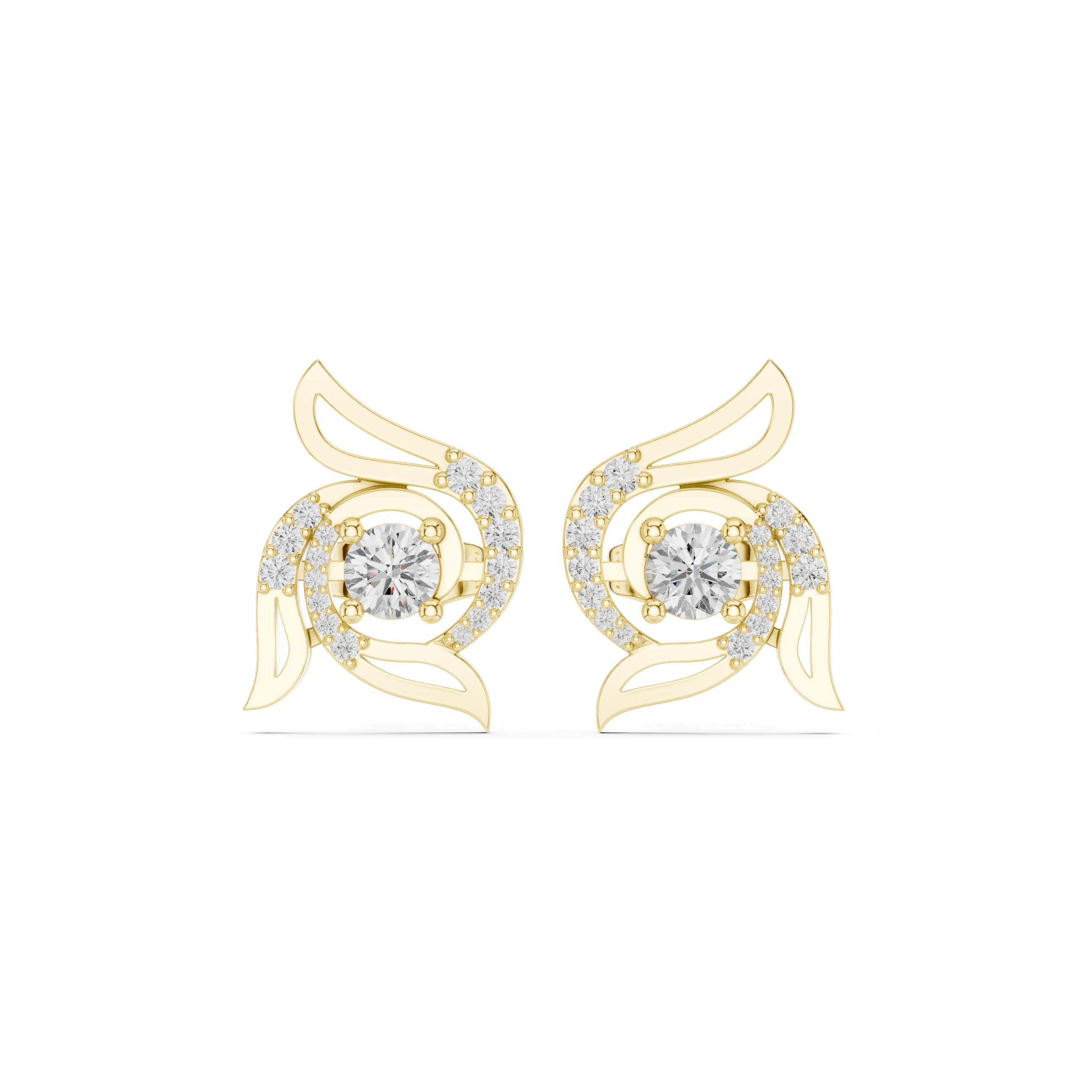 Abstract Swirl Diamond Earrings – Modern Fluid Design