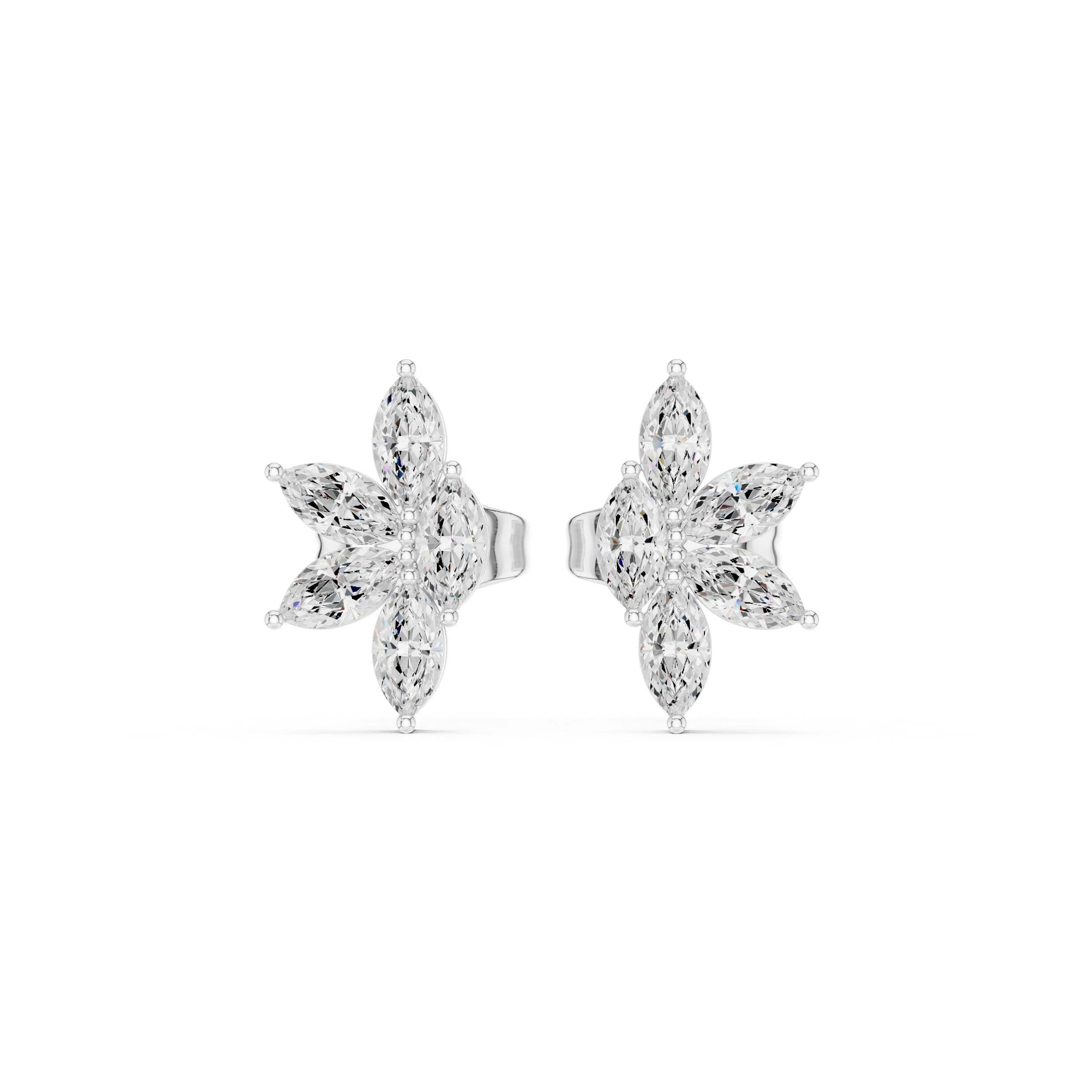 Marquise Cut Floral Cluster Earrings – Elegant Sparkling Bloom