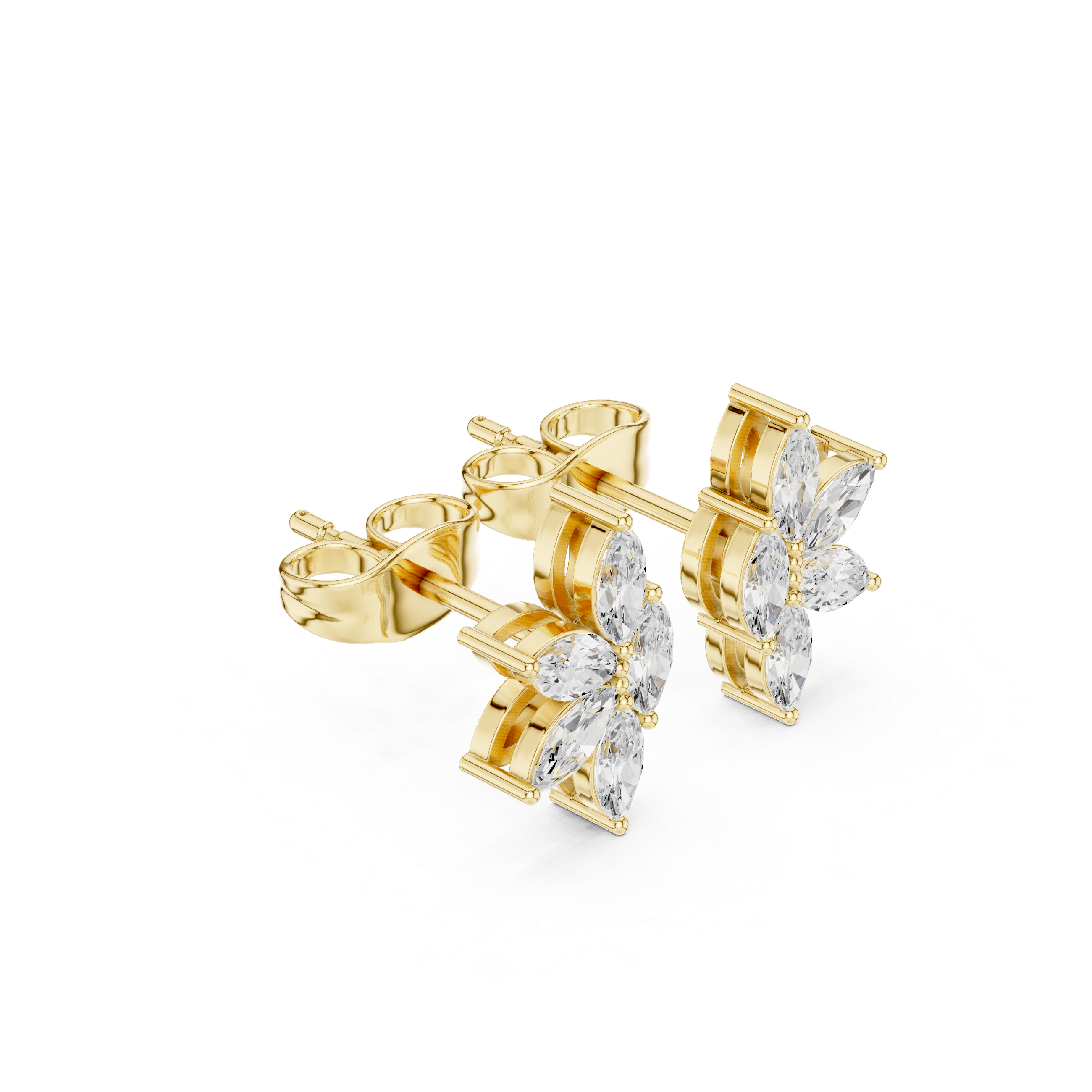 Marquise Cut Floral Cluster Earrings – Elegant Sparkling Bloom