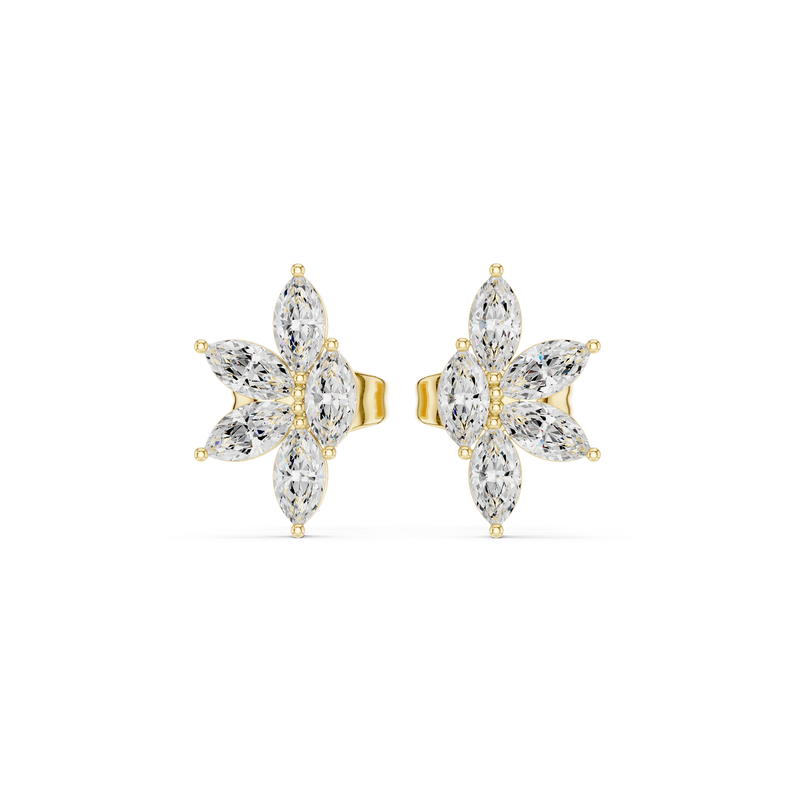Marquise Cut Floral Cluster Earrings – Elegant Sparkling Bloom