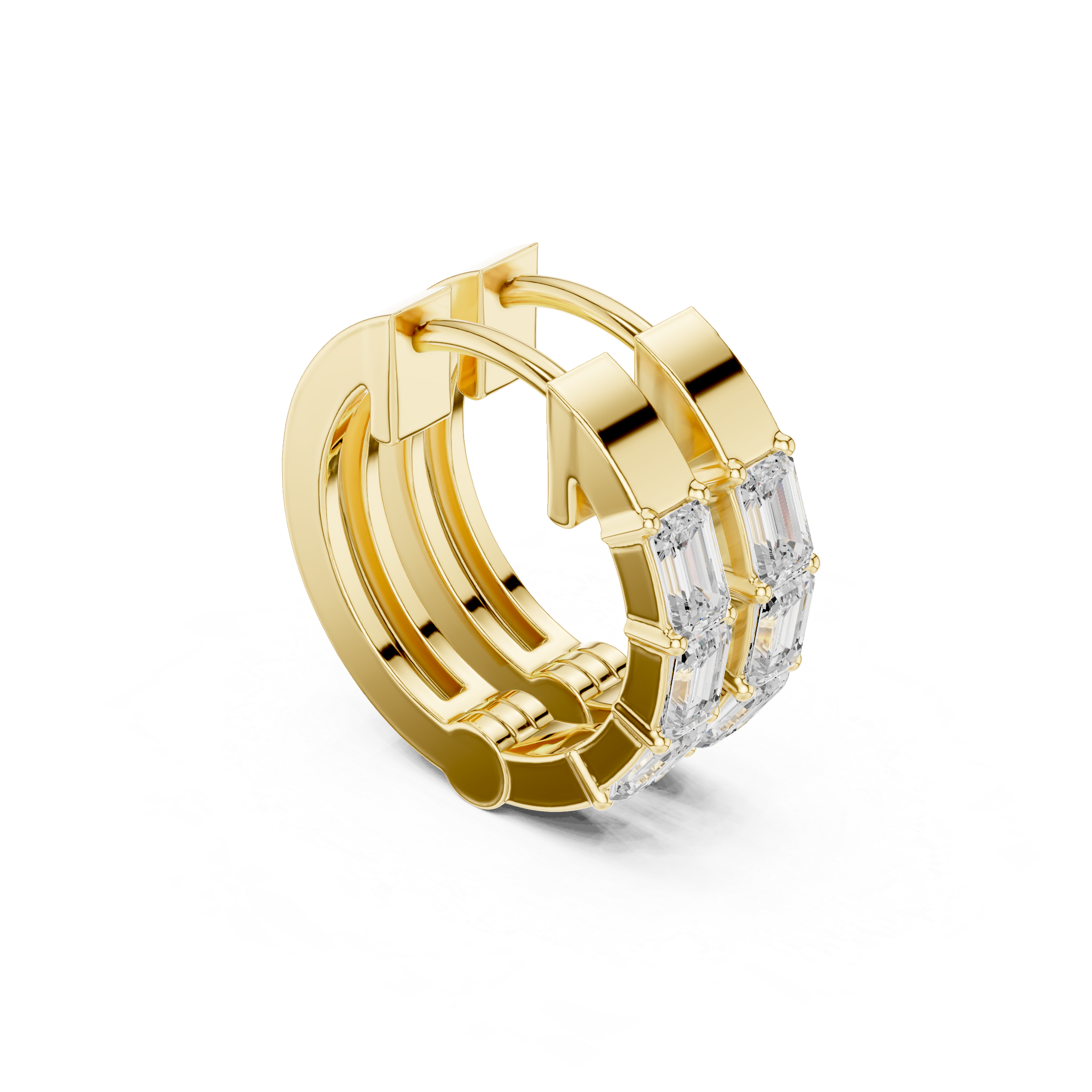Emerald Cut Multi-Stone Hoop Earrings – Modern Linear Elegance