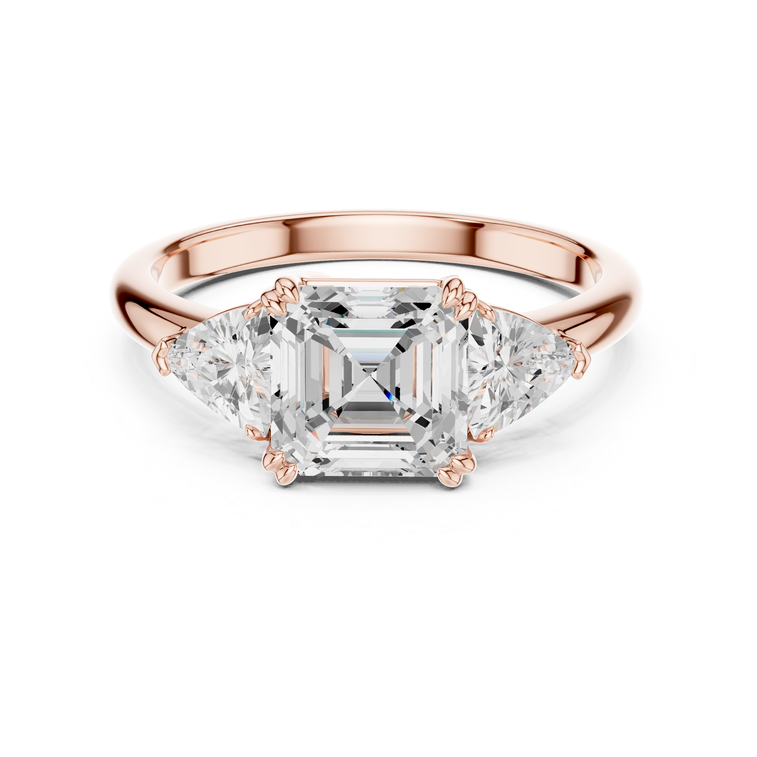 Asscher Cut Three-Stone Diamond Engagement Ring