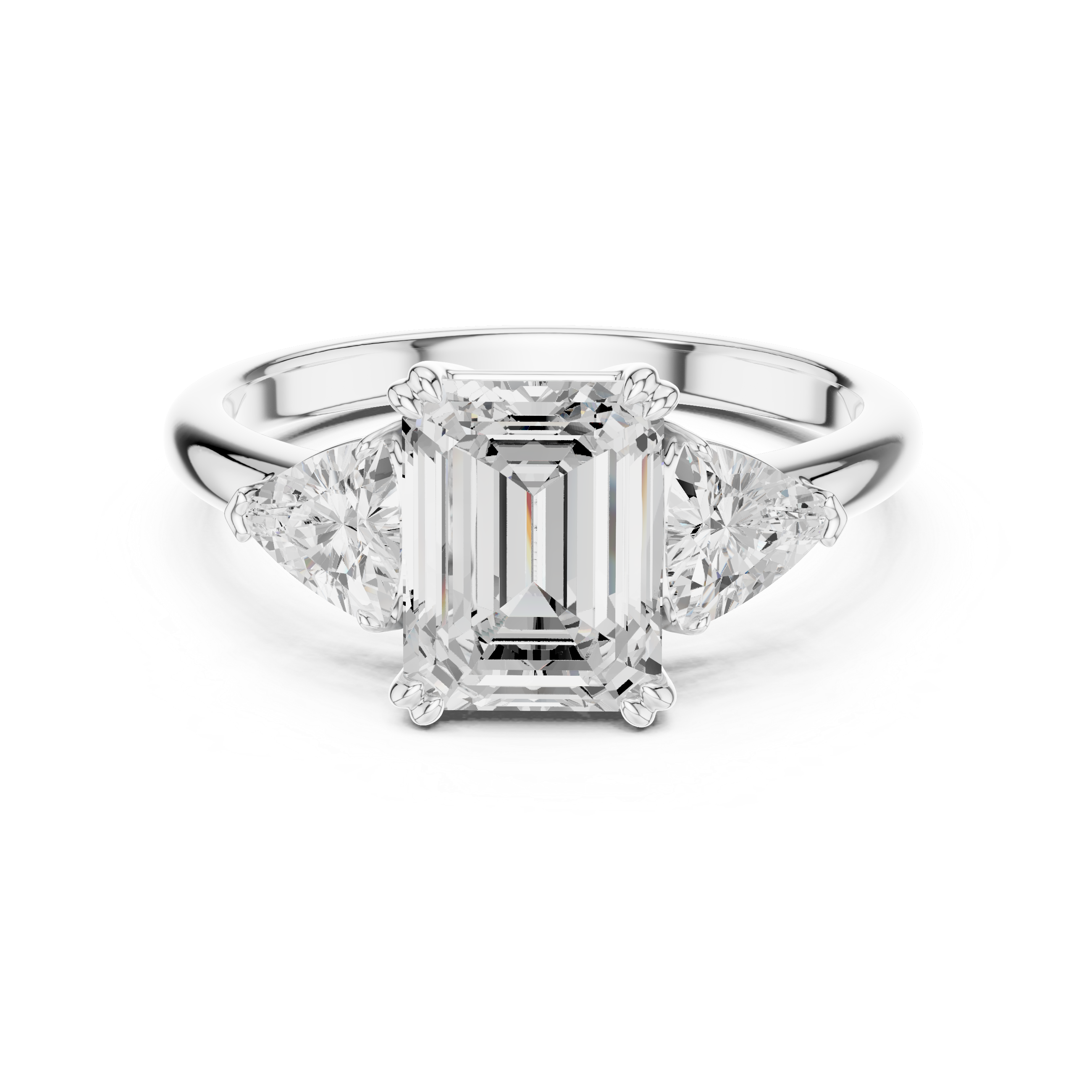 Emerald Cut Three-Stone Diamond Engagement Ring
