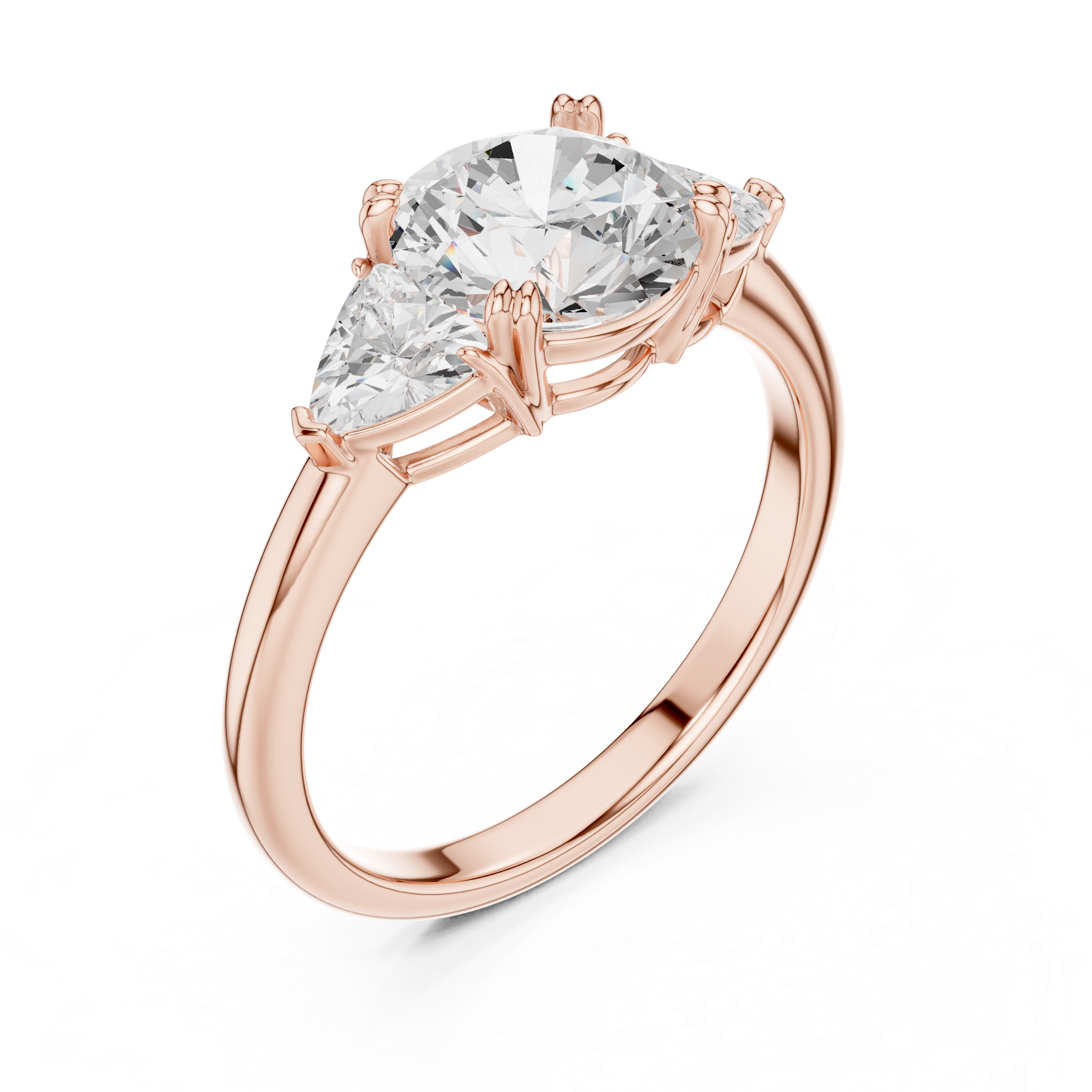 Three-Stone Round & Trillion Diamond Engagement Ring