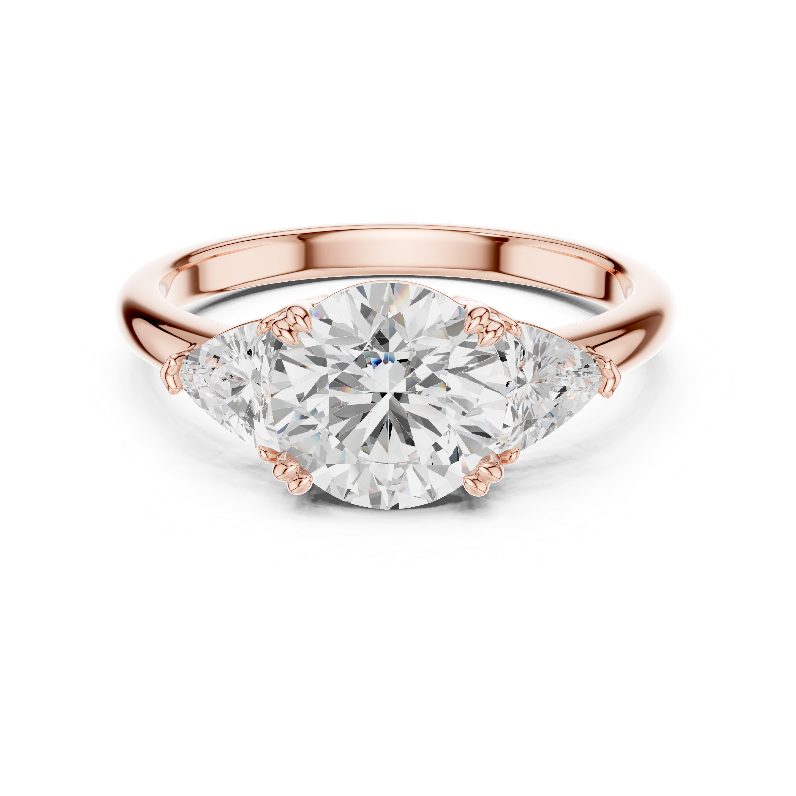 Three-Stone Round & Trillion Diamond Engagement Ring