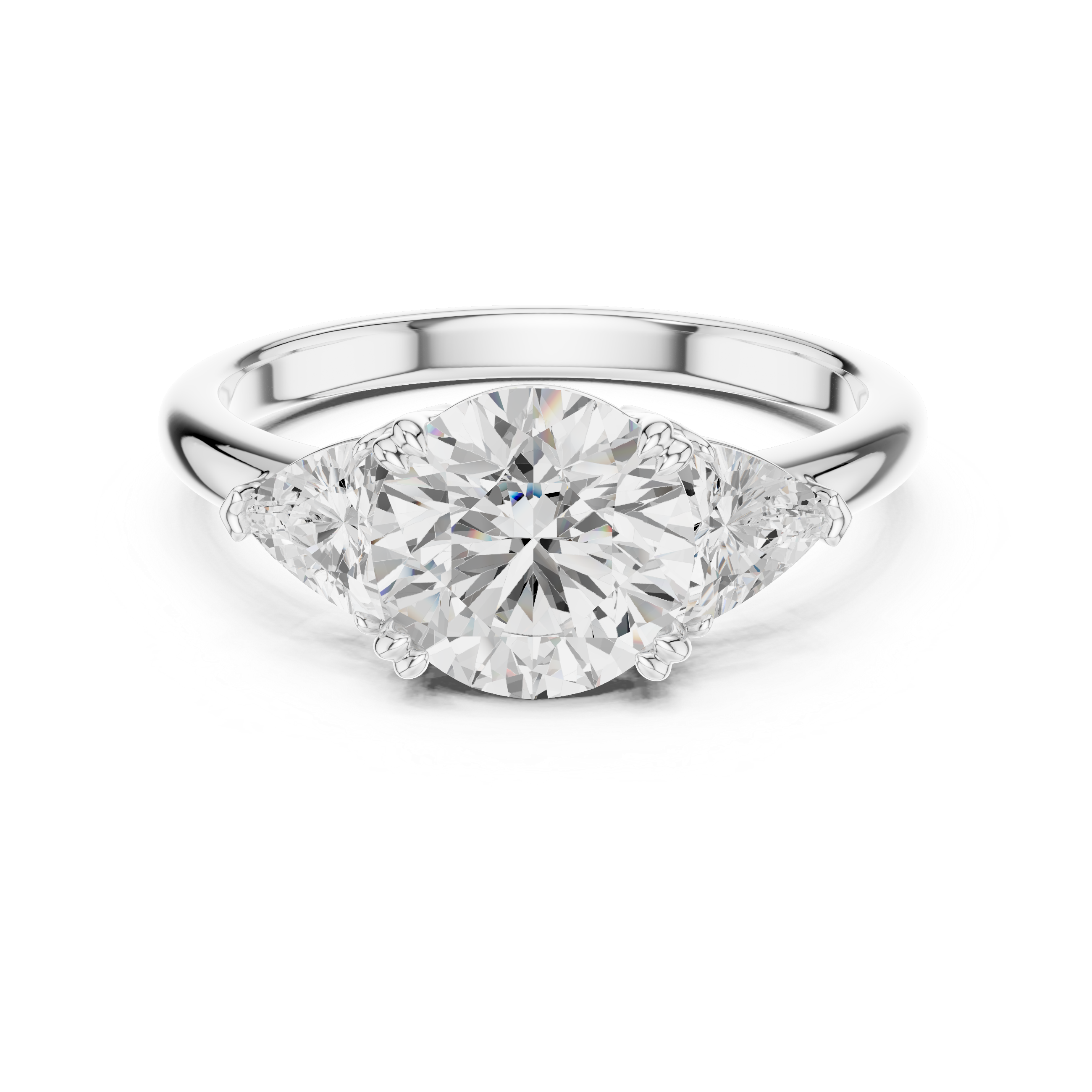Three-Stone Round & Trillion Diamond Engagement Ring