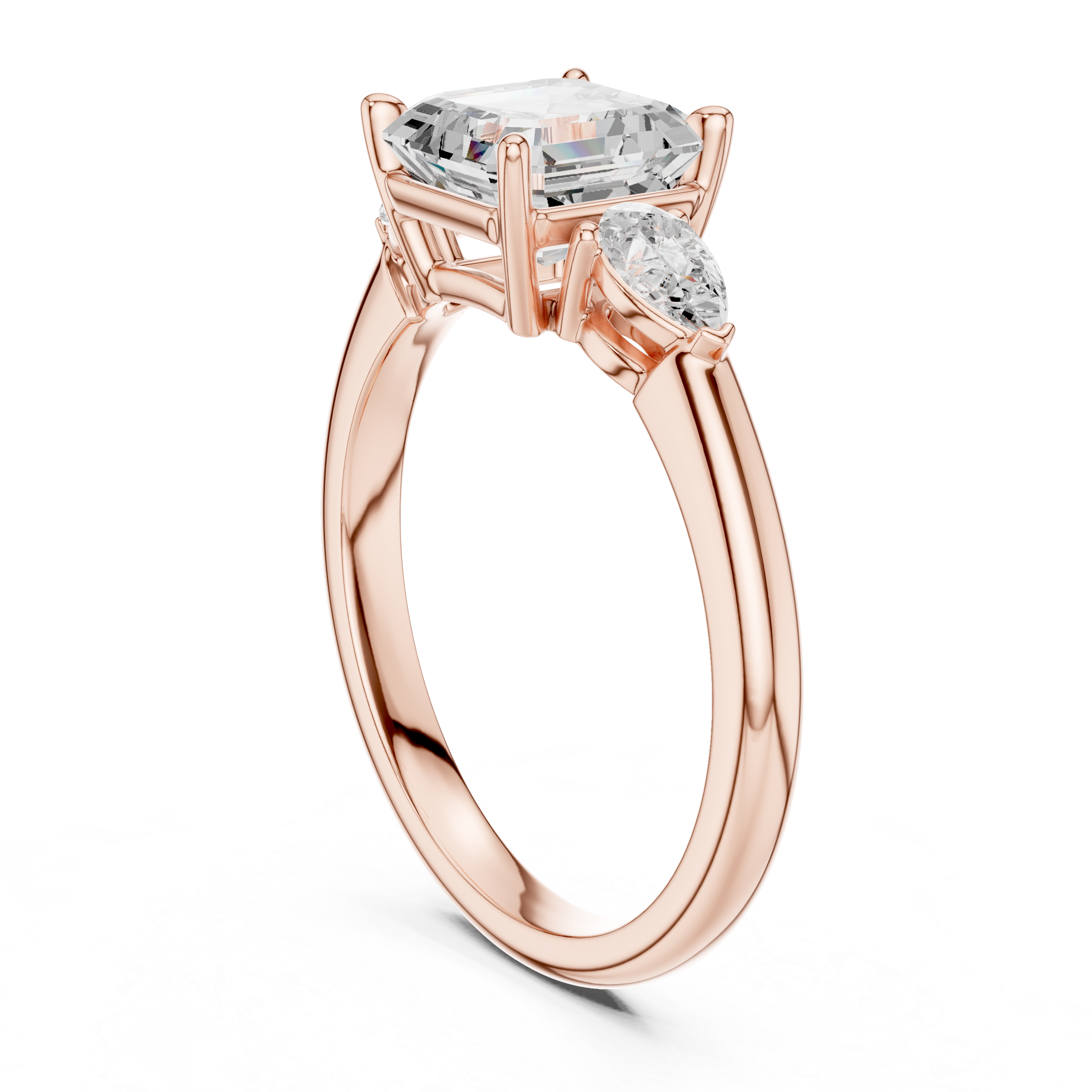 Asscher Cut Three-Stone Diamond Engagement Ring