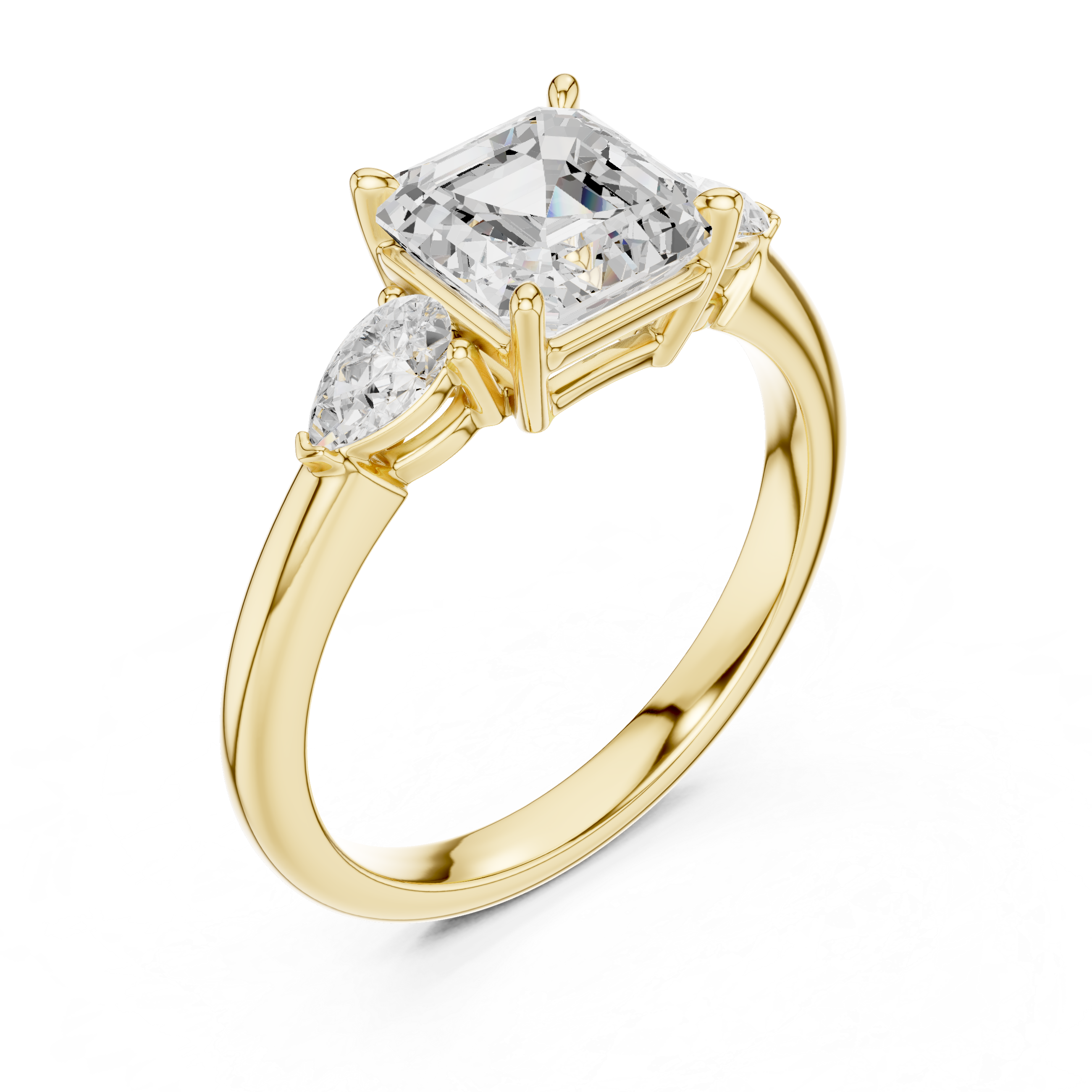 Asscher Cut Three-Stone Diamond Engagement Ring