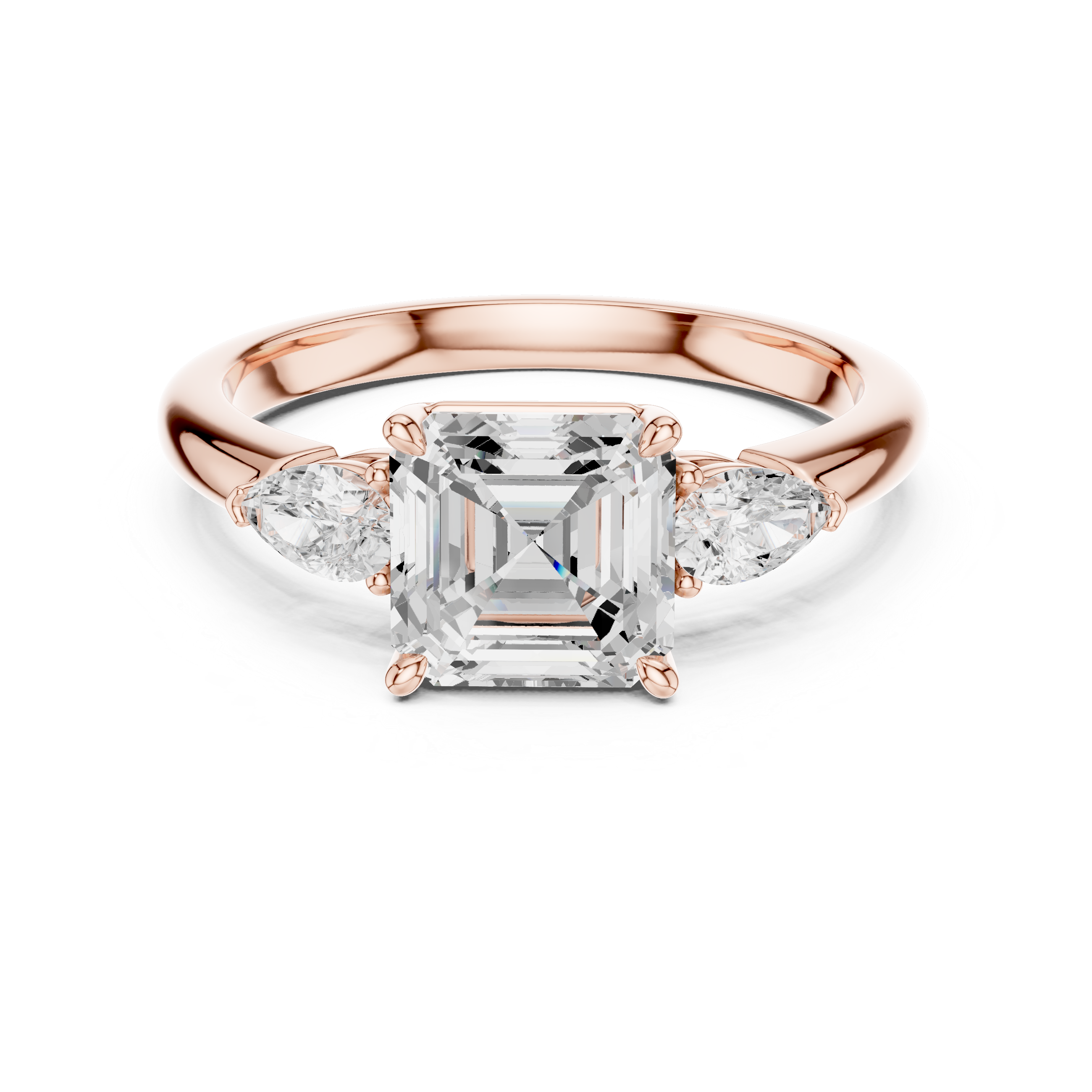 Asscher Cut Three-Stone Diamond Engagement Ring