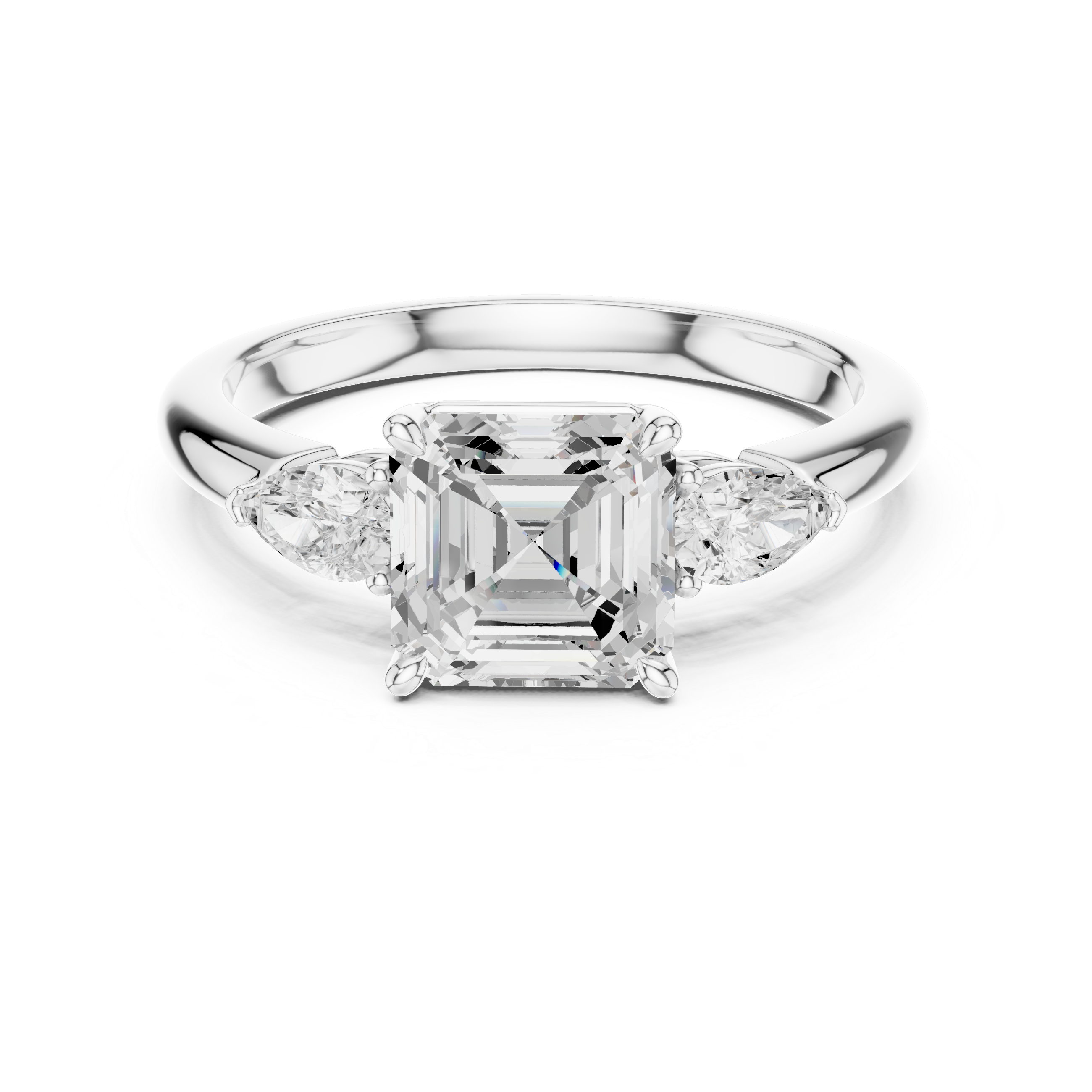 Asscher Cut Three-Stone Diamond Engagement Ring