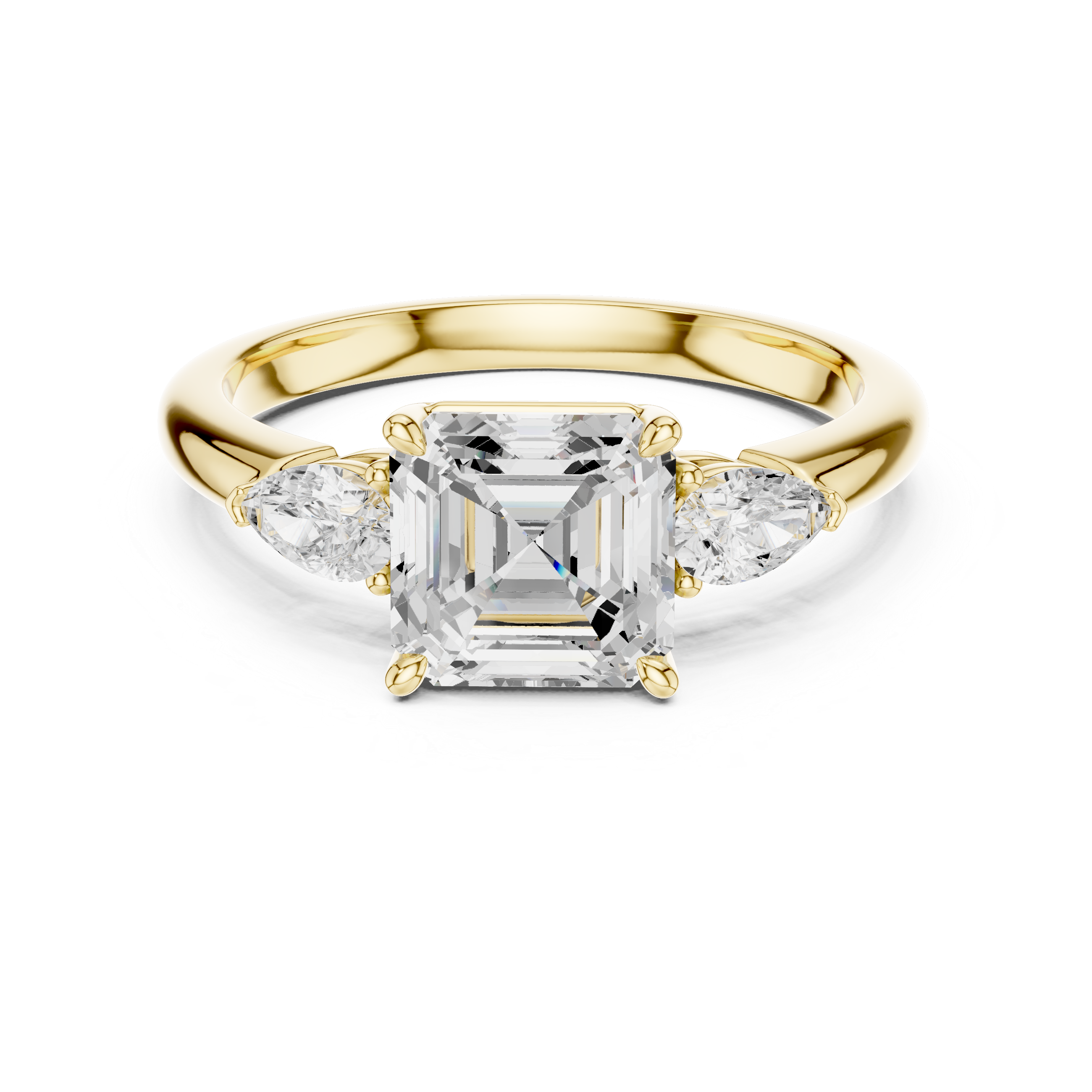 Asscher Cut Three-Stone Diamond Engagement Ring