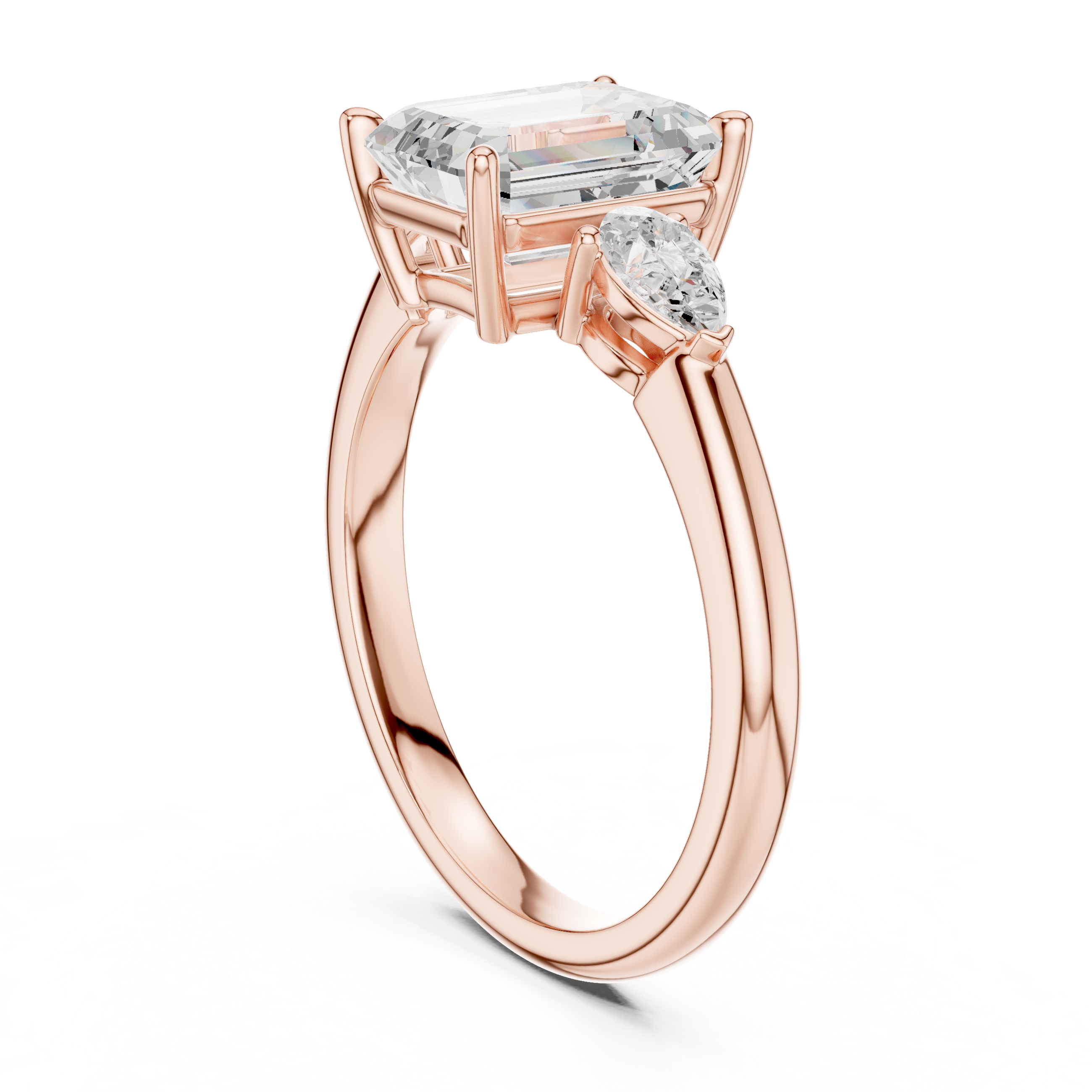 Emerald Cut Three-Stone Diamond Engagement Ring