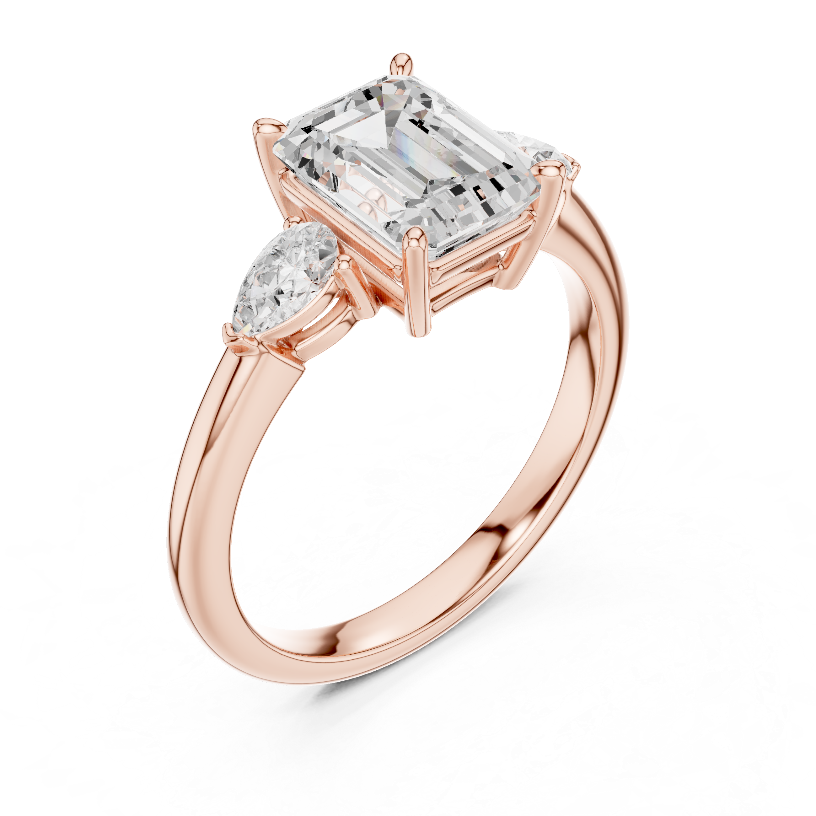 Emerald Cut Three-Stone Diamond Engagement Ring