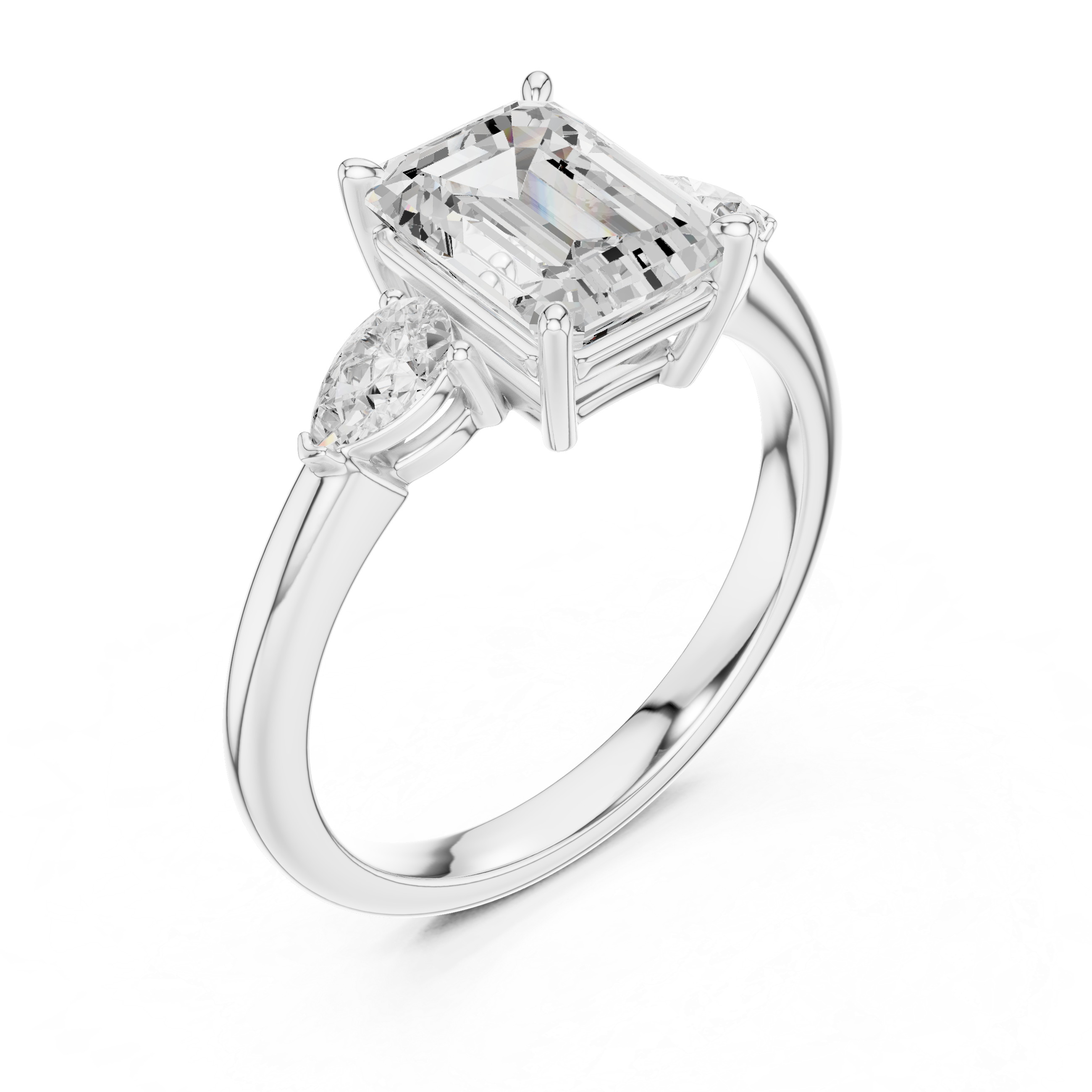 Emerald Cut Three-Stone Diamond Engagement Ring