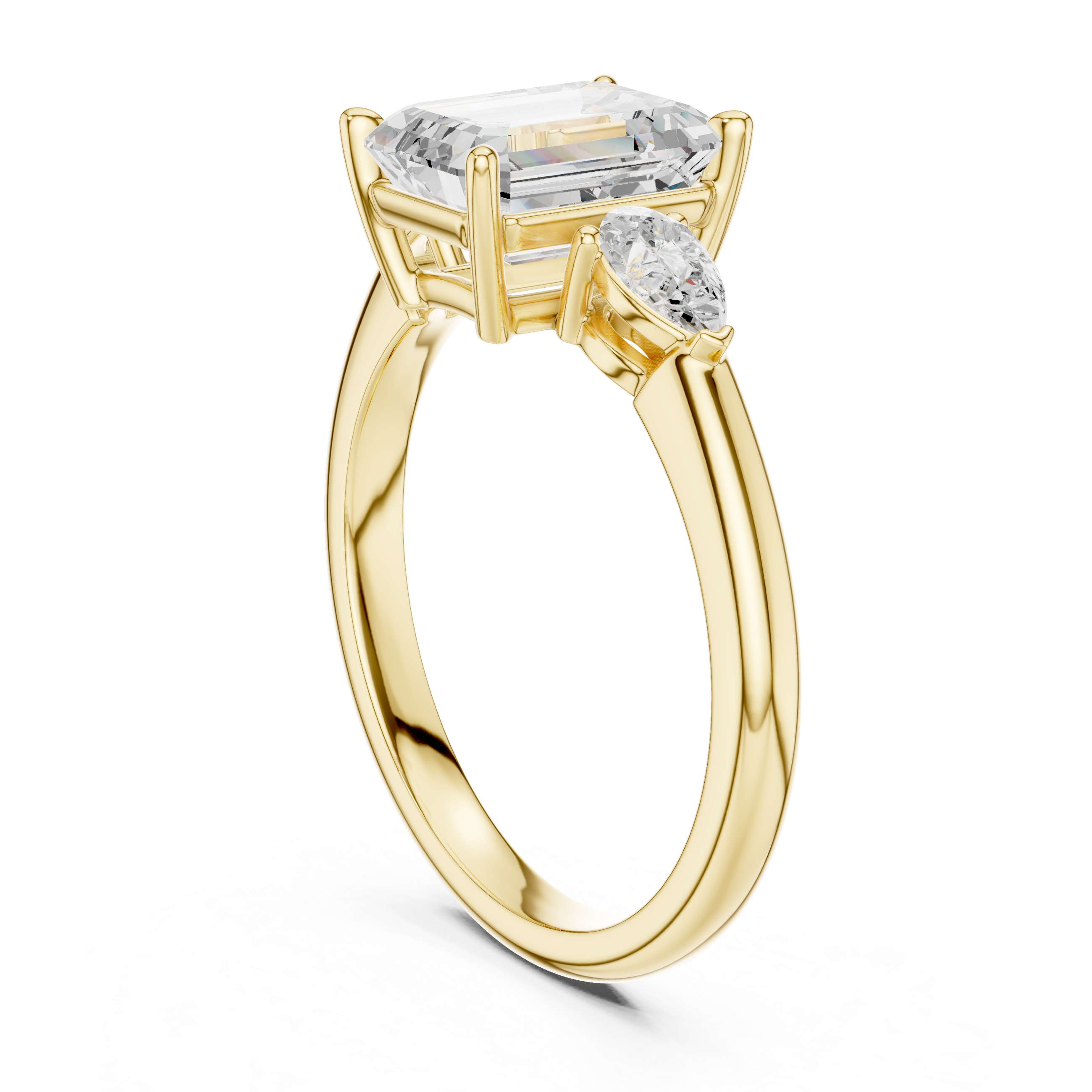 Emerald Cut Three-Stone Diamond Engagement Ring