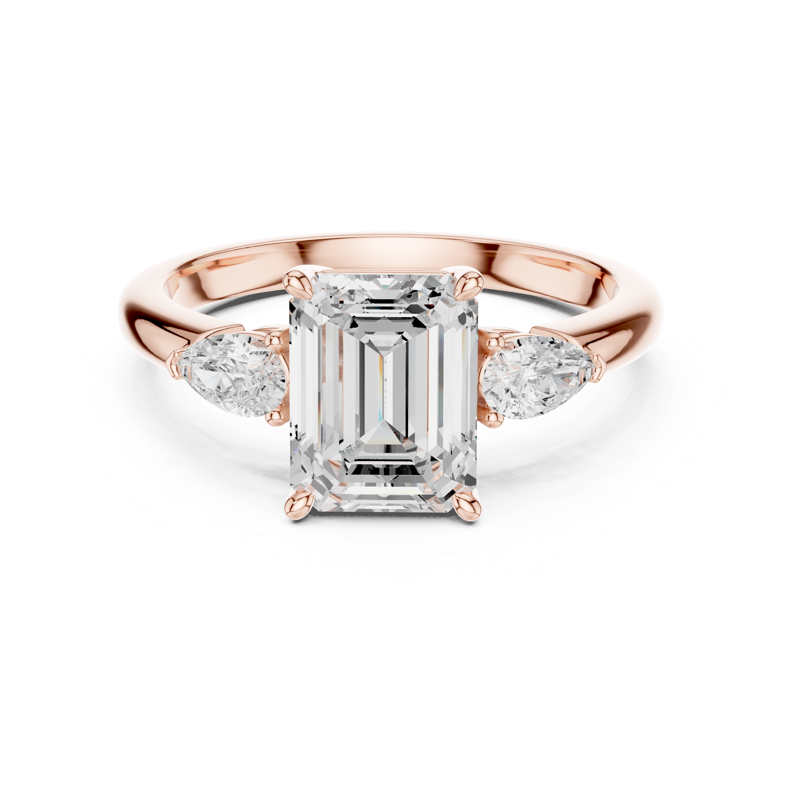 Emerald Cut Three-Stone Diamond Engagement Ring