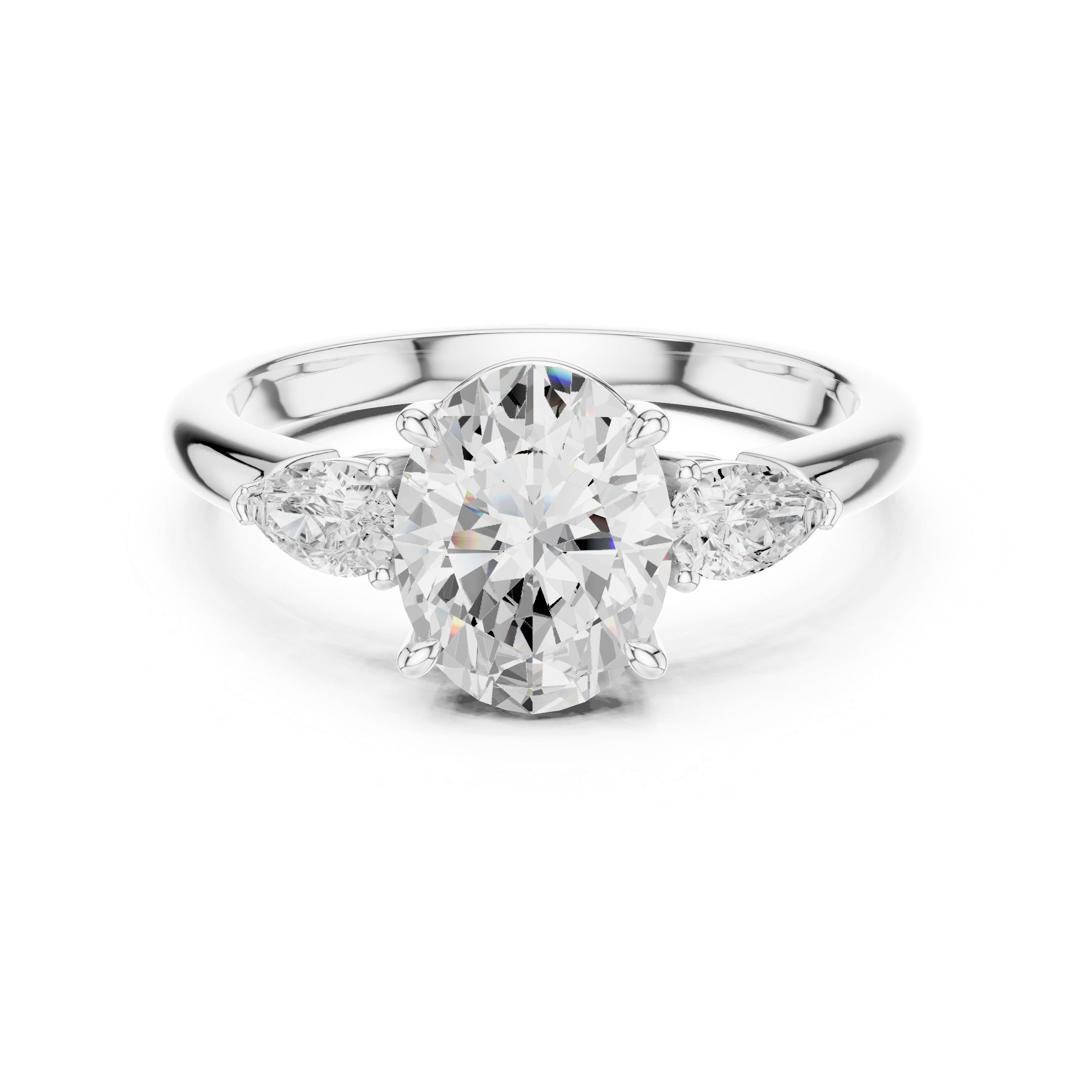 Oval Cut Three-Stone Diamond Engagement Ring
