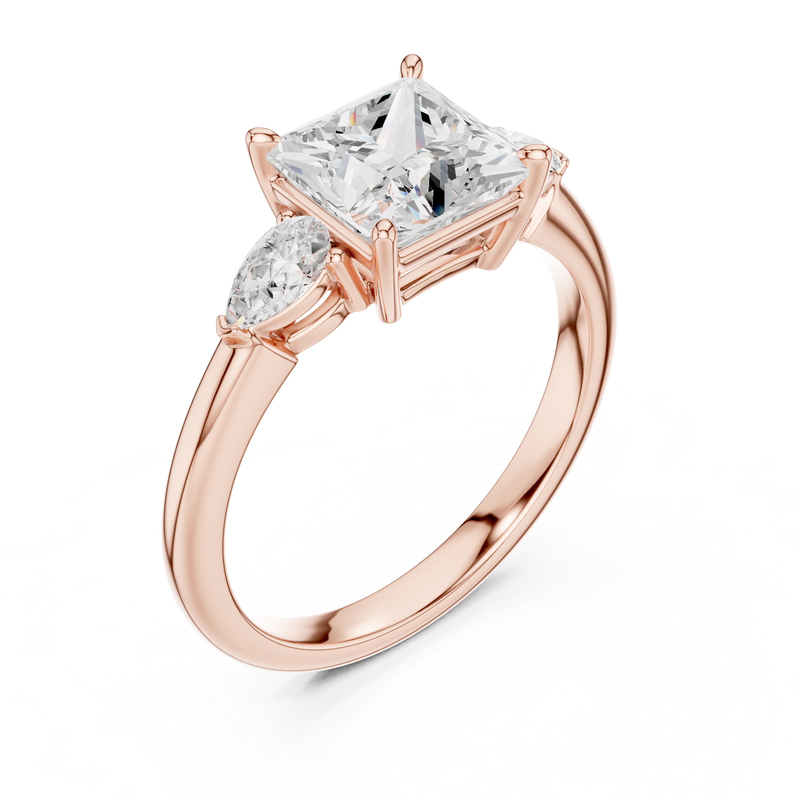 Princess Cut Three-Stone Diamond Engagement Ring