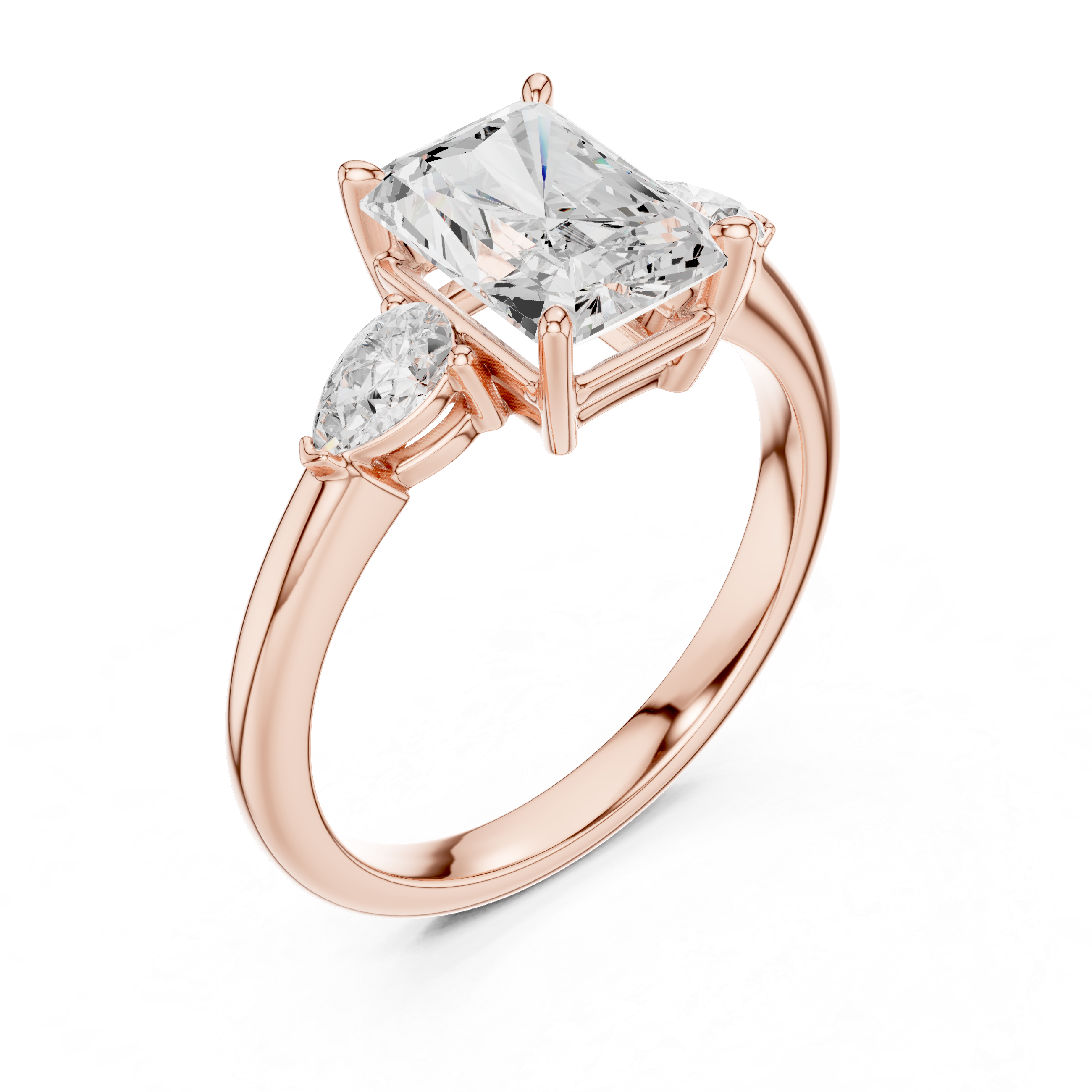 Radiant Cut Three-Stone Diamond Engagement Ring