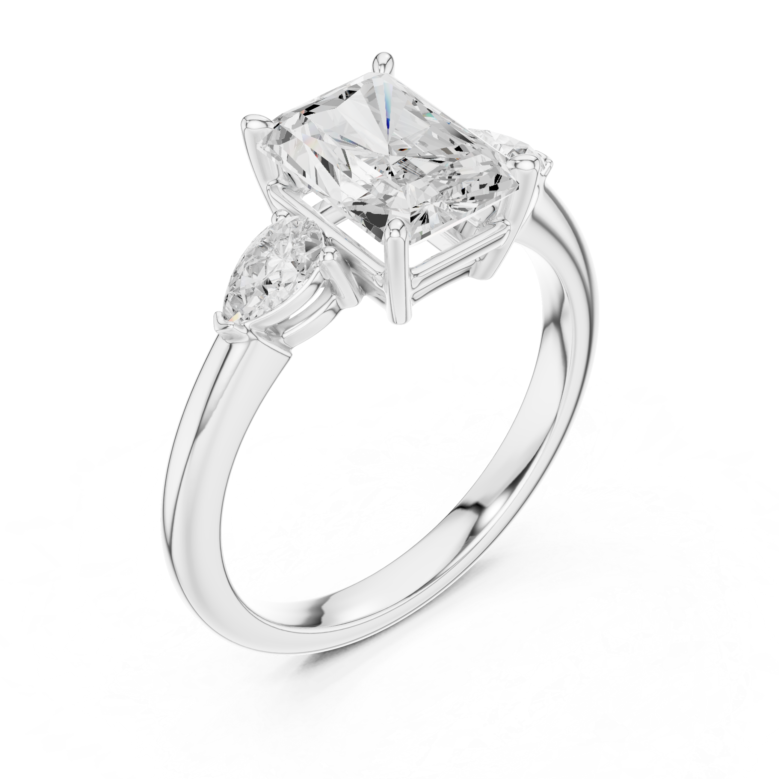 Radiant Cut Three-Stone Diamond Engagement Ring