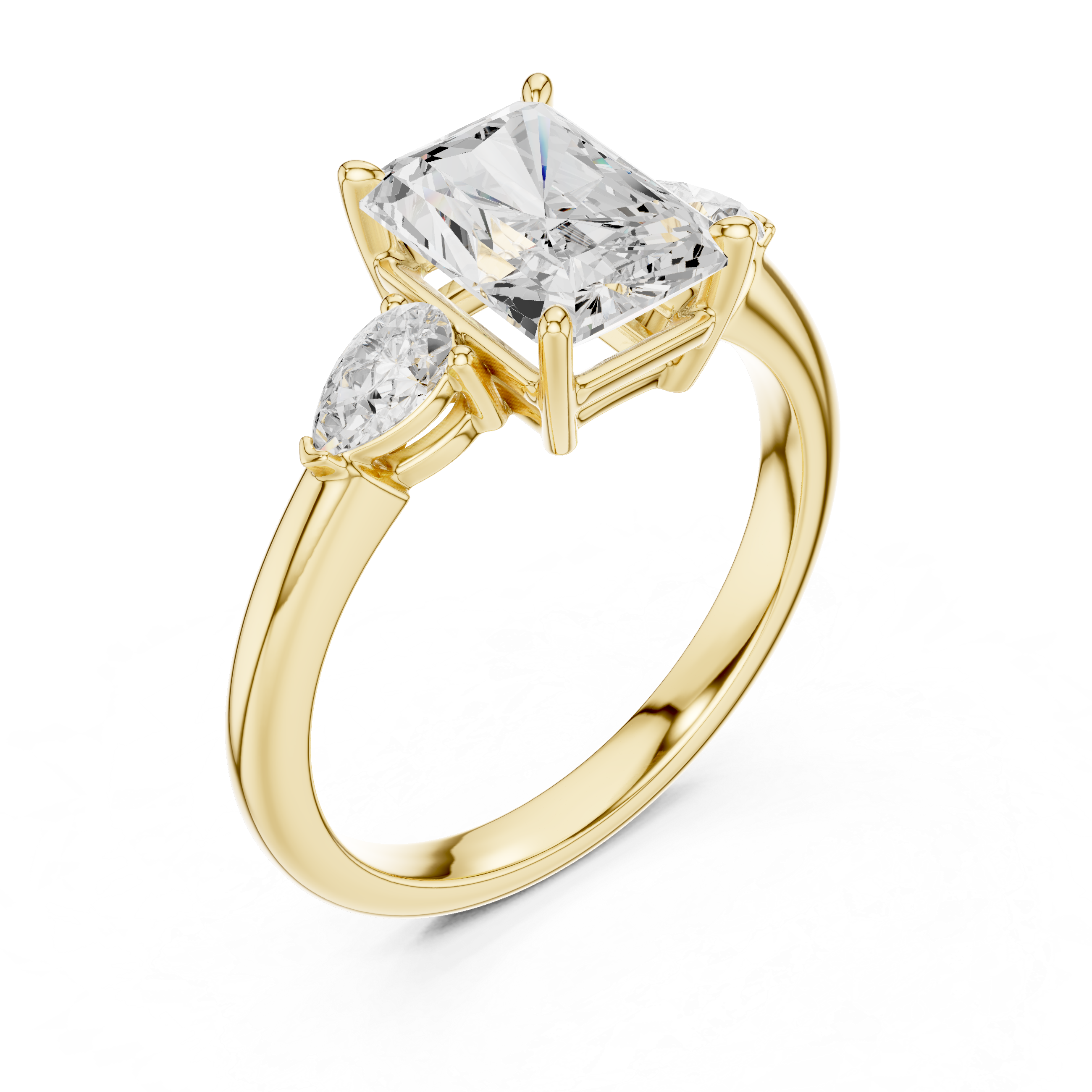 Radiant Cut Three-Stone Diamond Engagement Ring