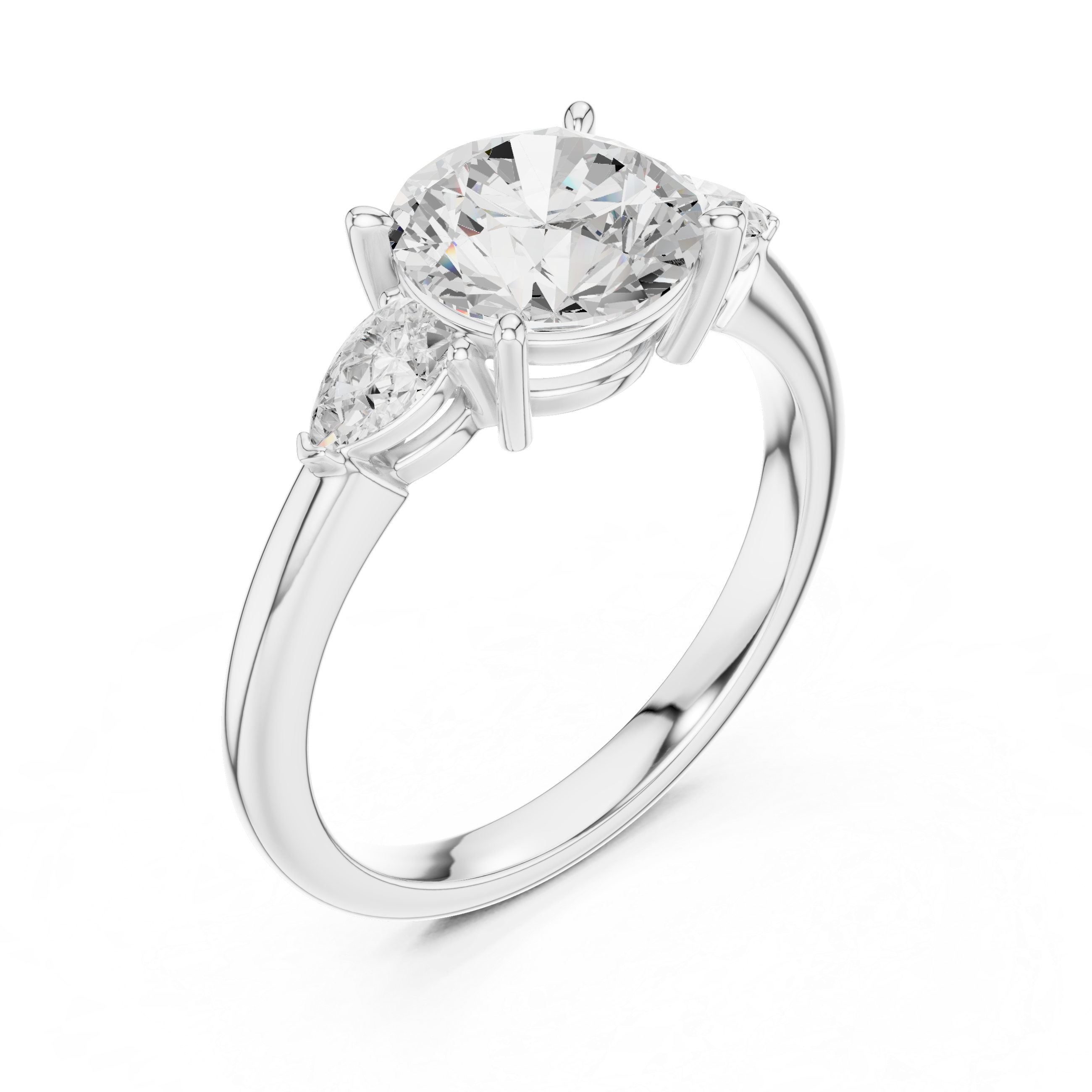 Round Brilliant Three-Stone Diamond Engagement Ring