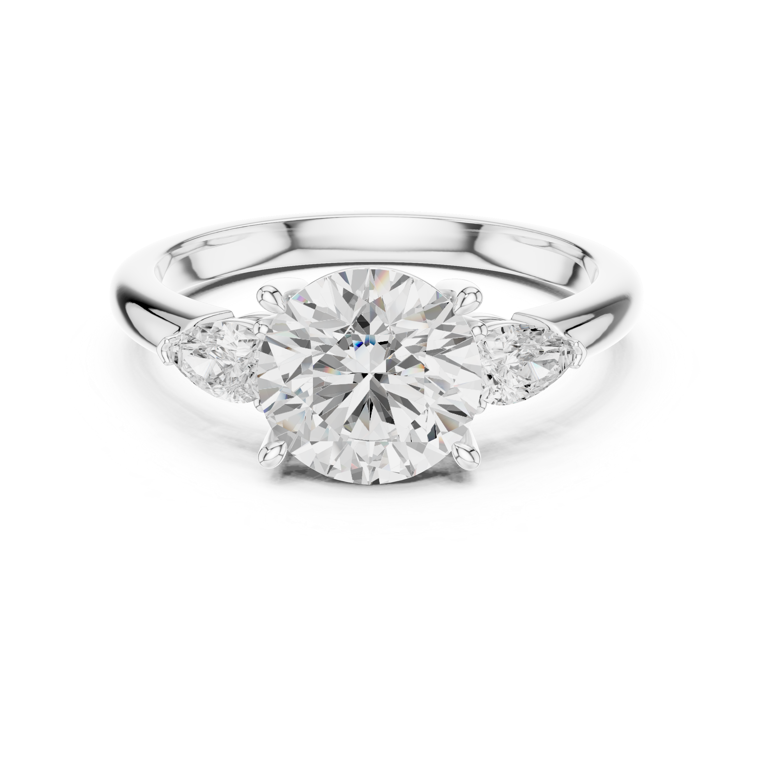 Round Brilliant Three-Stone Diamond Engagement Ring