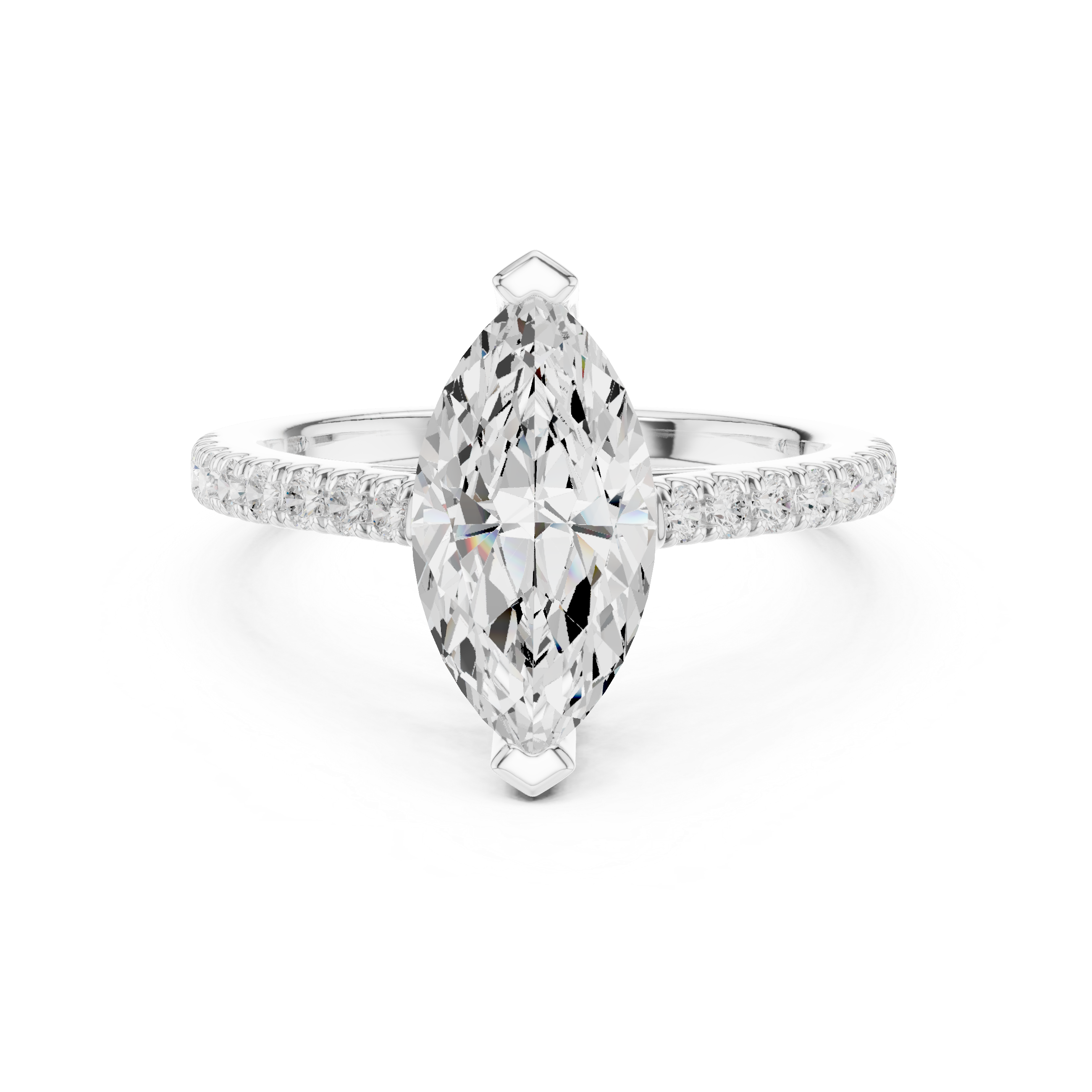 Marquise Cut Diamond Engagement Ring with Pavé Band