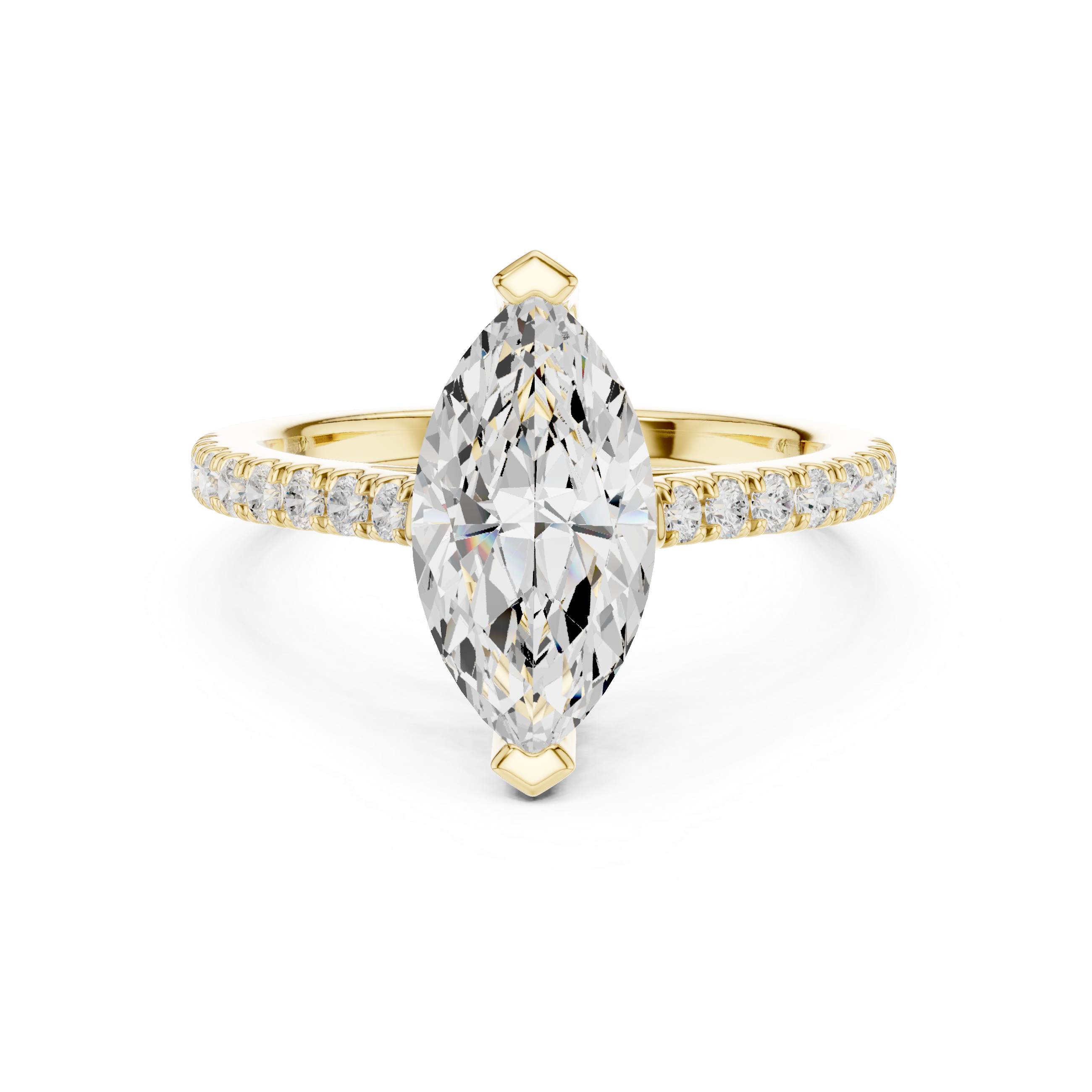 Marquise Cut Diamond Engagement Ring with Pavé Band
