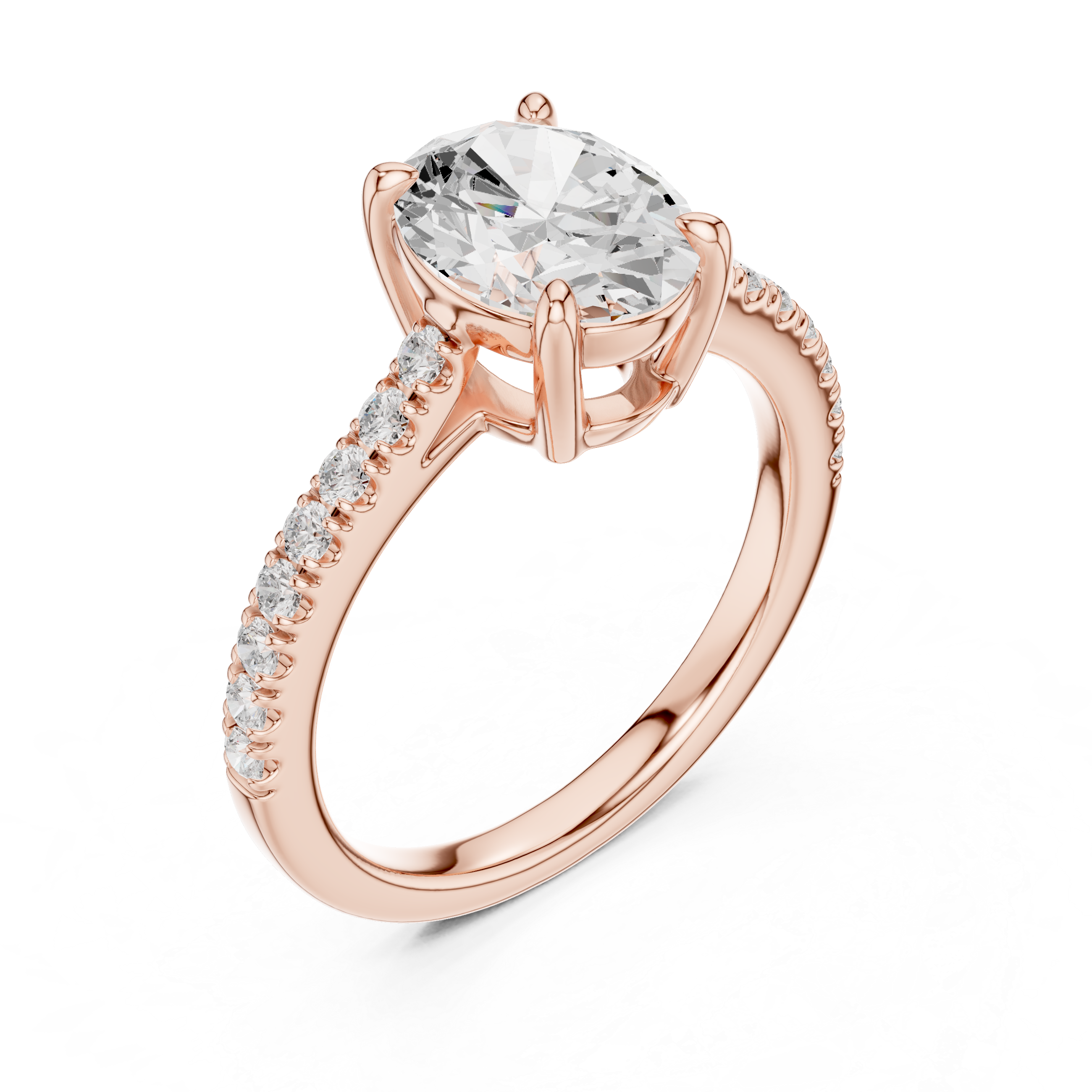 Oval Cut Diamond Engagement Ring with Pavé Band