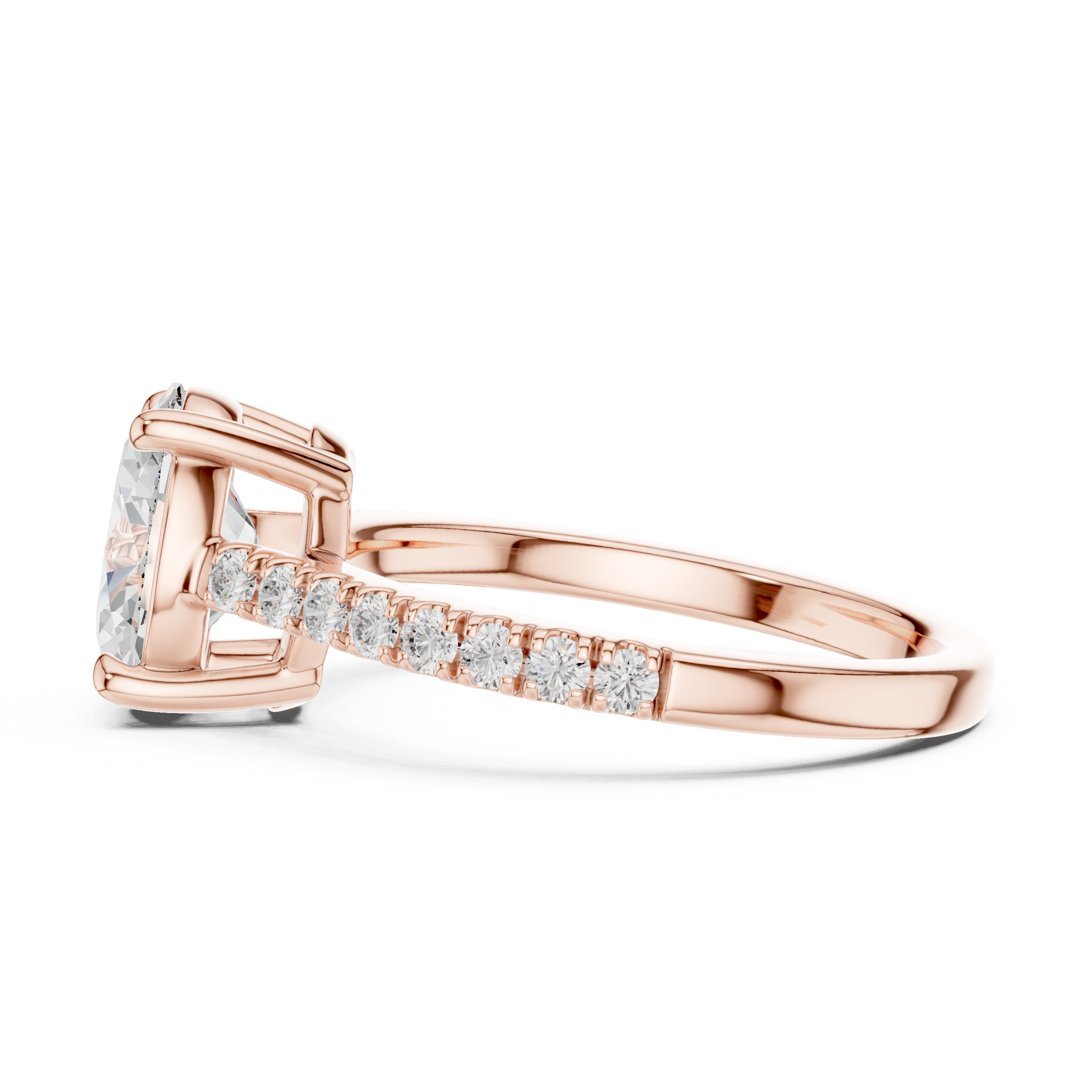 Oval Cut Diamond Engagement Ring with Pavé Band