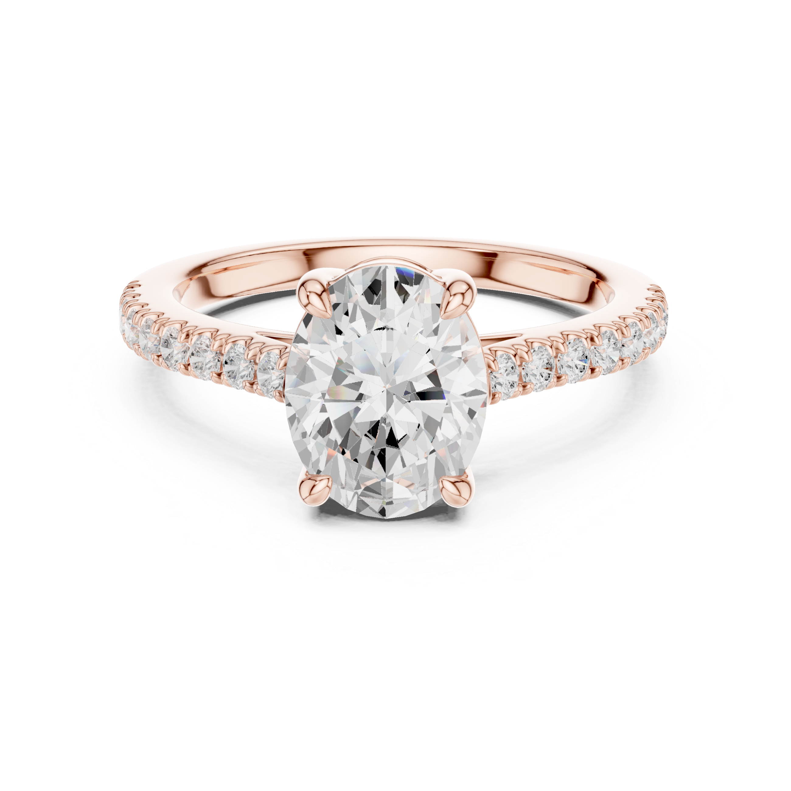 Oval Cut Diamond Engagement Ring with Pavé Band