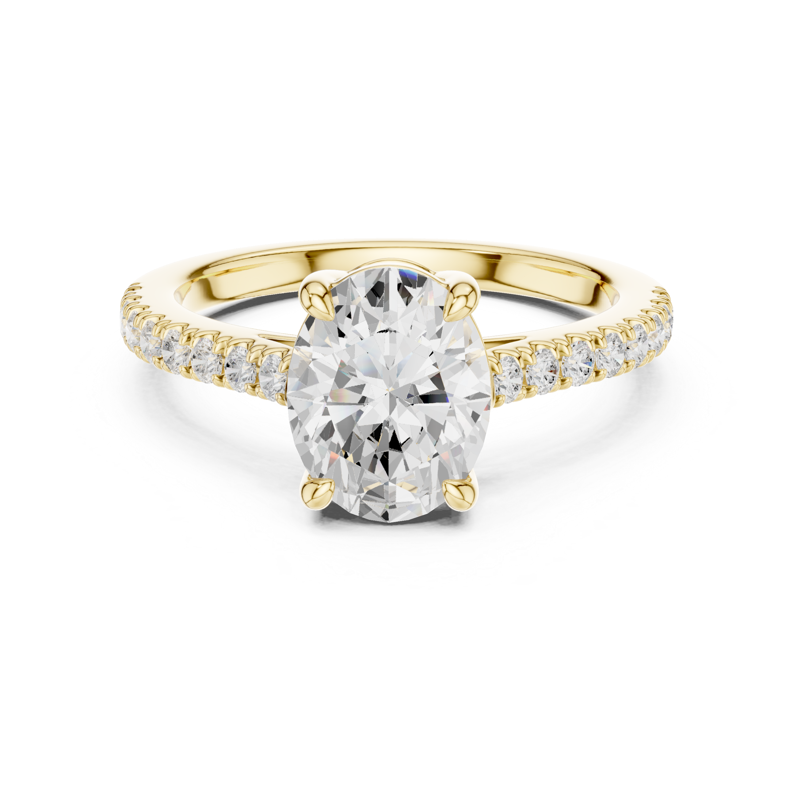 Oval Cut Diamond Engagement Ring with Pavé Band