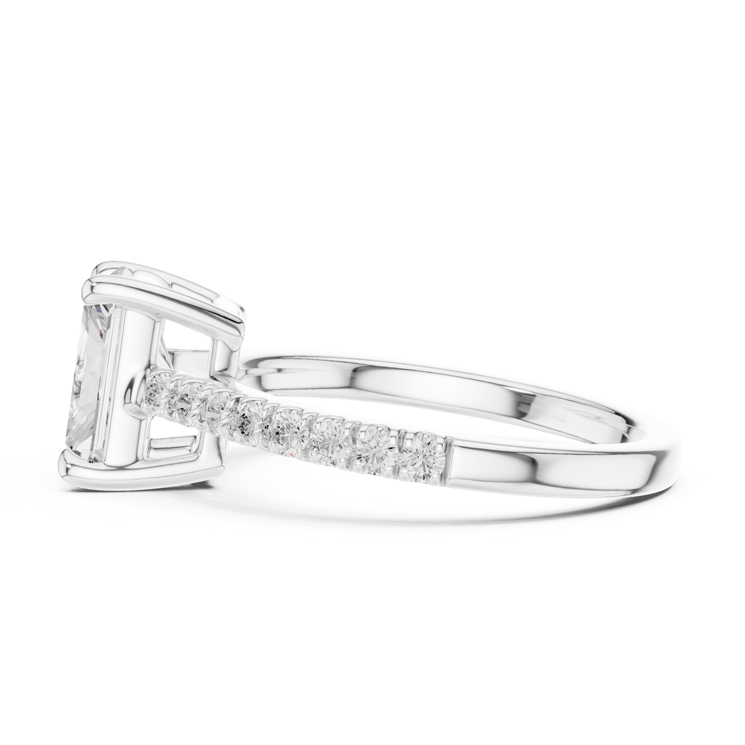 Radiant Cut Diamond Engagement Ring with Pavé Band