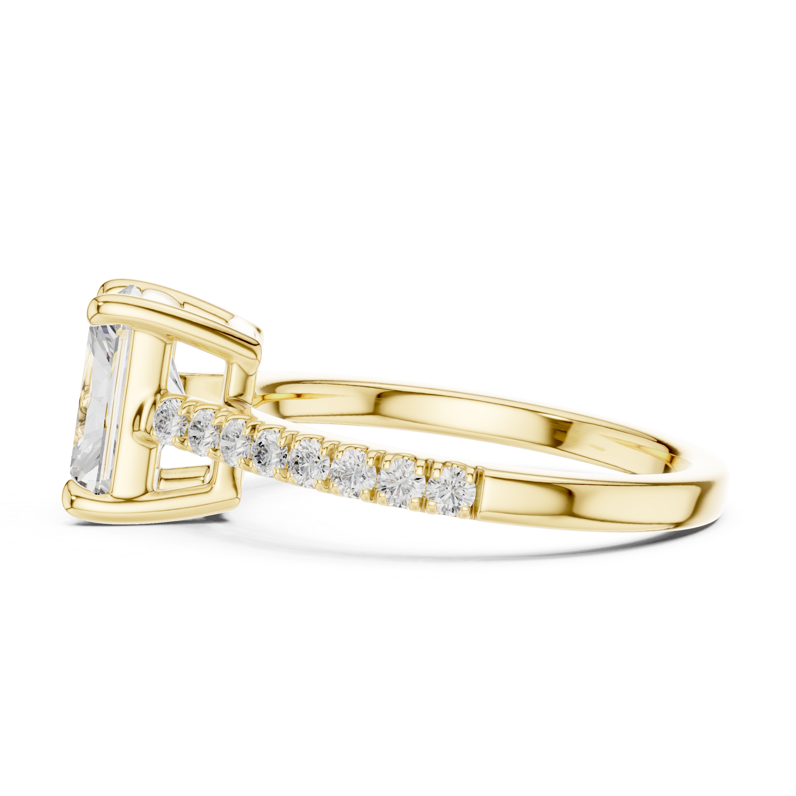 Radiant Cut Diamond Engagement Ring with Pavé Band