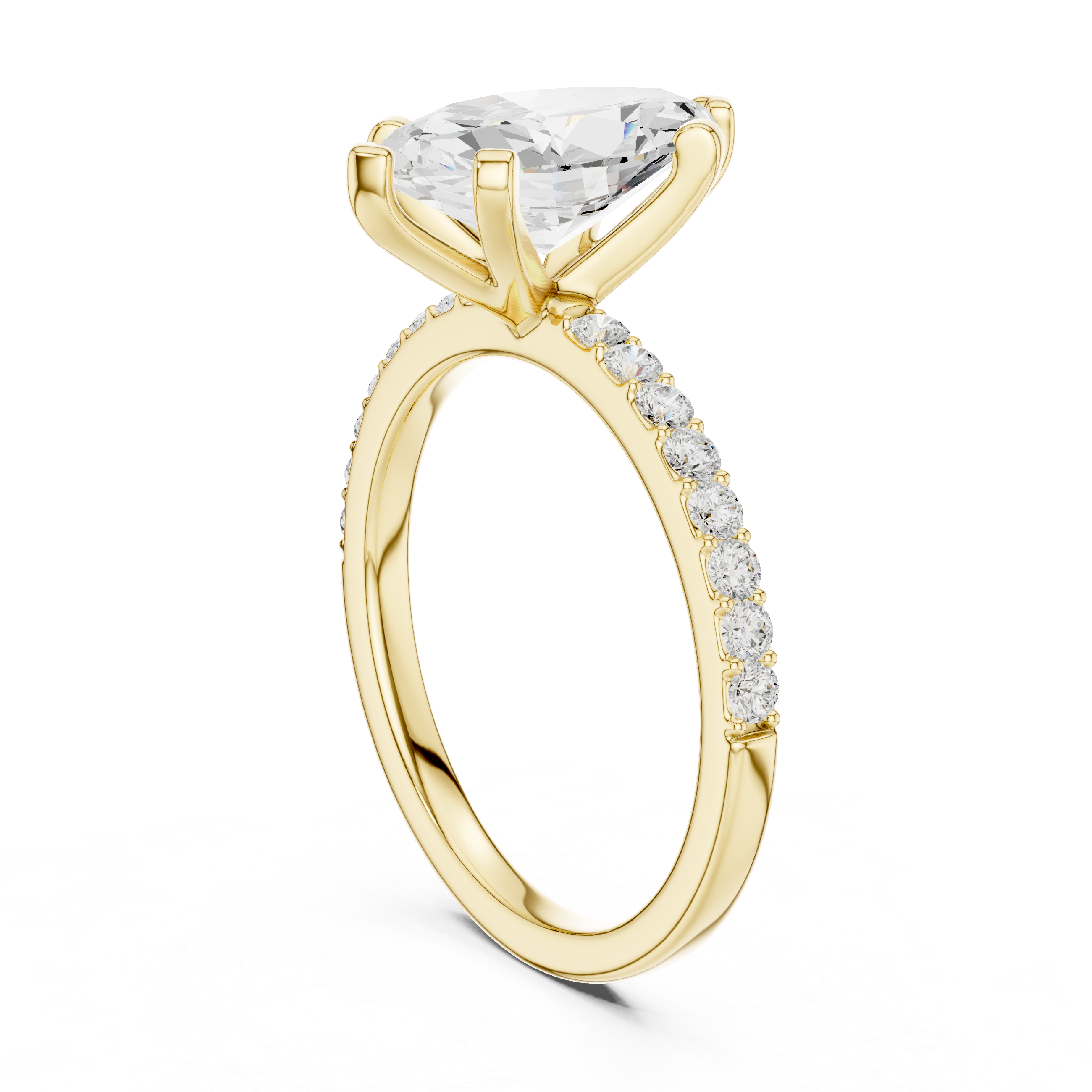 Petite Marquise Cut Diamond Ring with Pavé Band