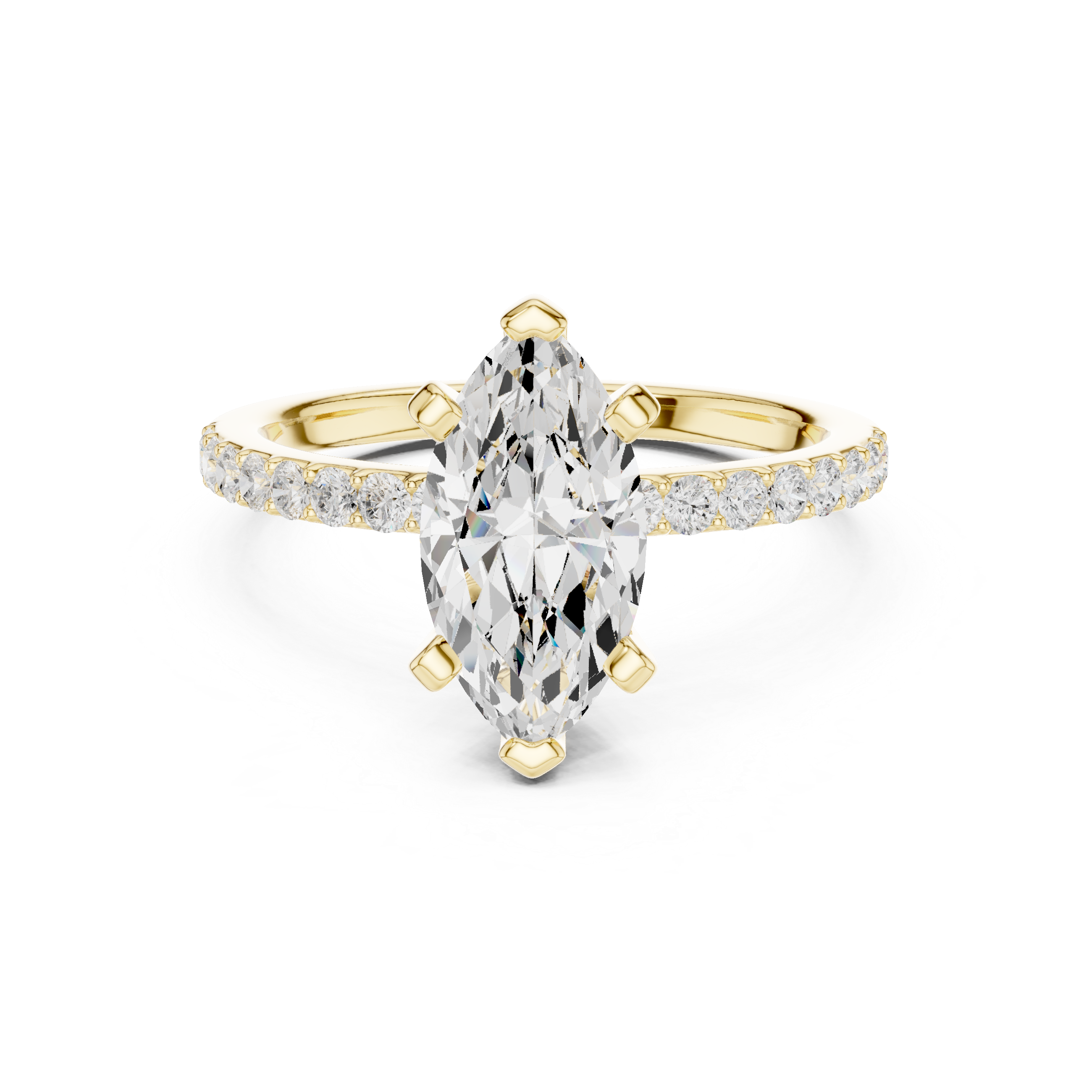 Petite Marquise Cut Diamond Ring with Pavé Band