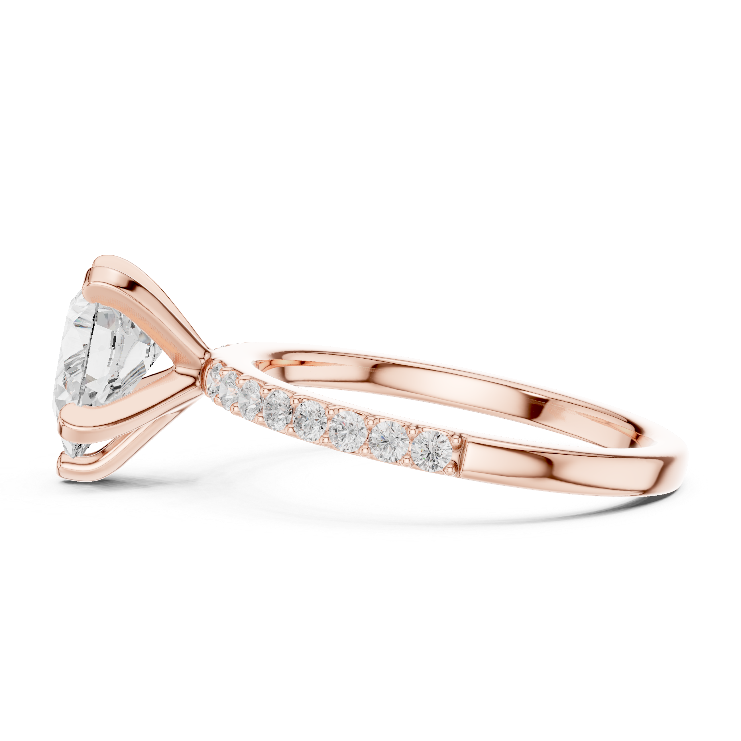 Petite Pear Cut Diamond Ring with Pavé Band