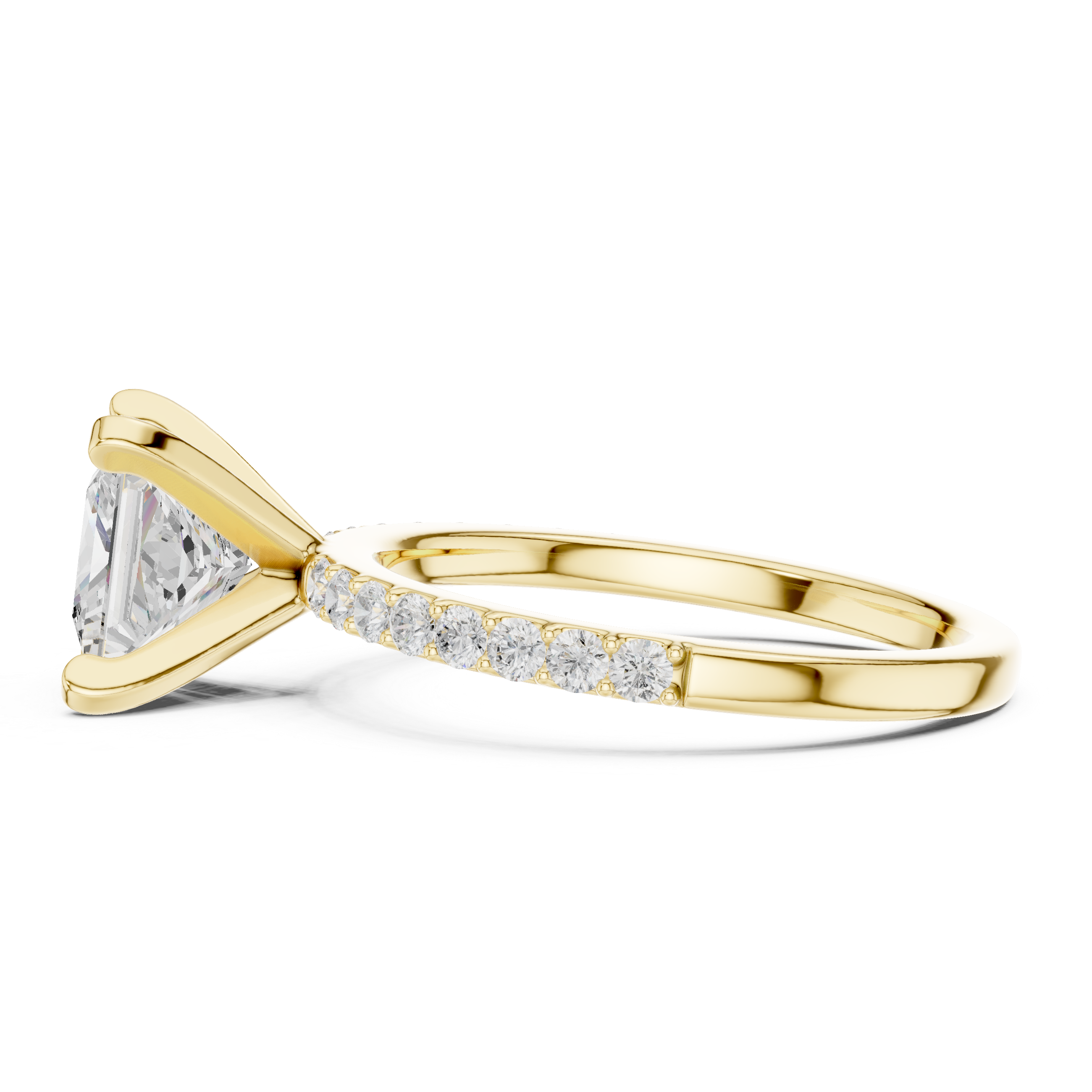 Princess Cut Diamond Engagement Ring with Pavé Band