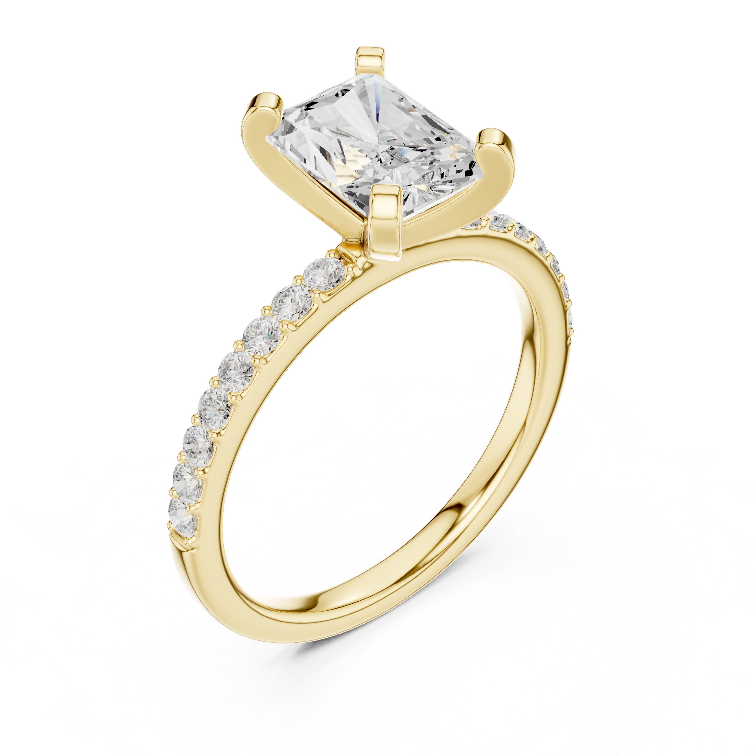 Radiant Cut Diamond Engagement Ring with Pavé Band