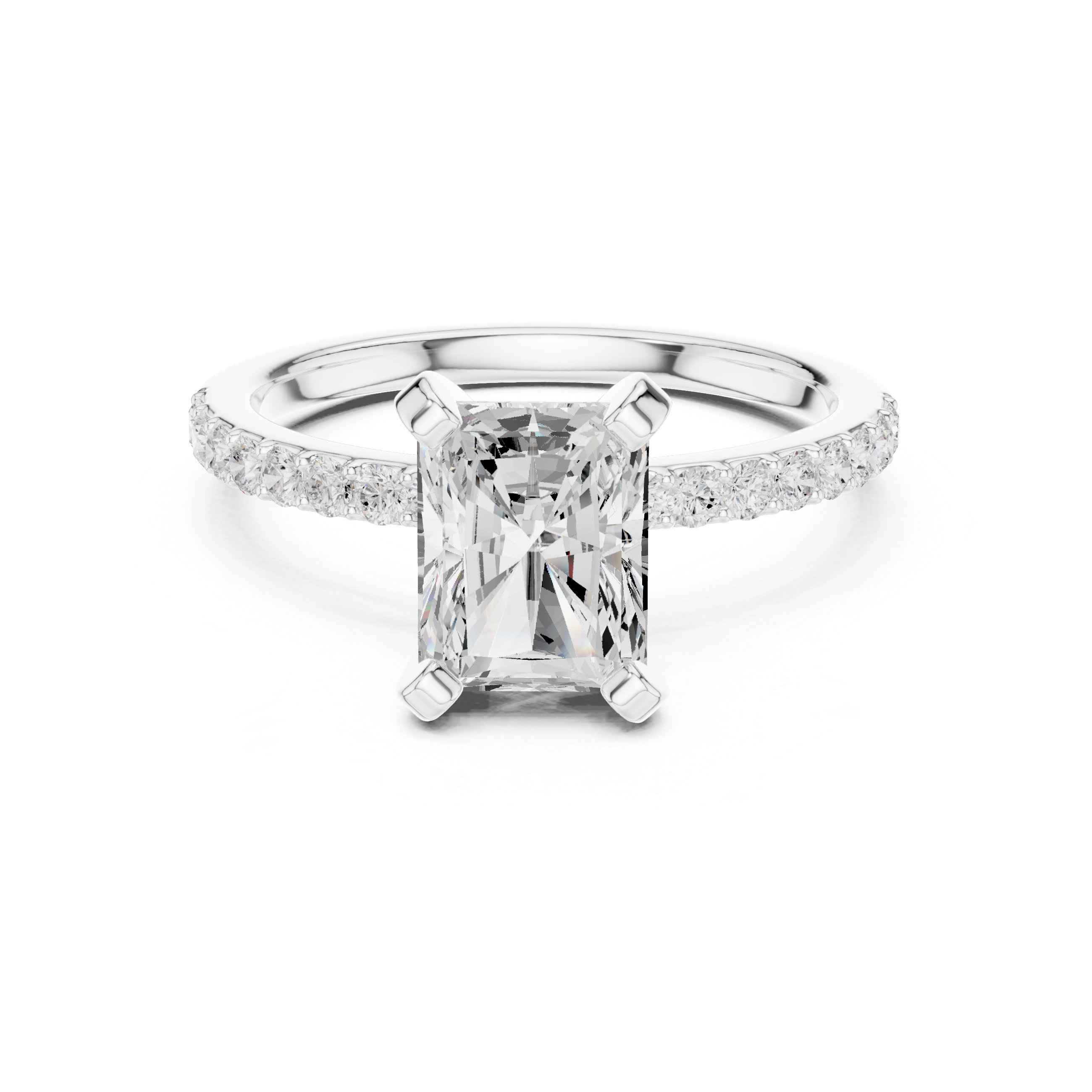 Radiant Cut Diamond Engagement Ring with Pavé Band