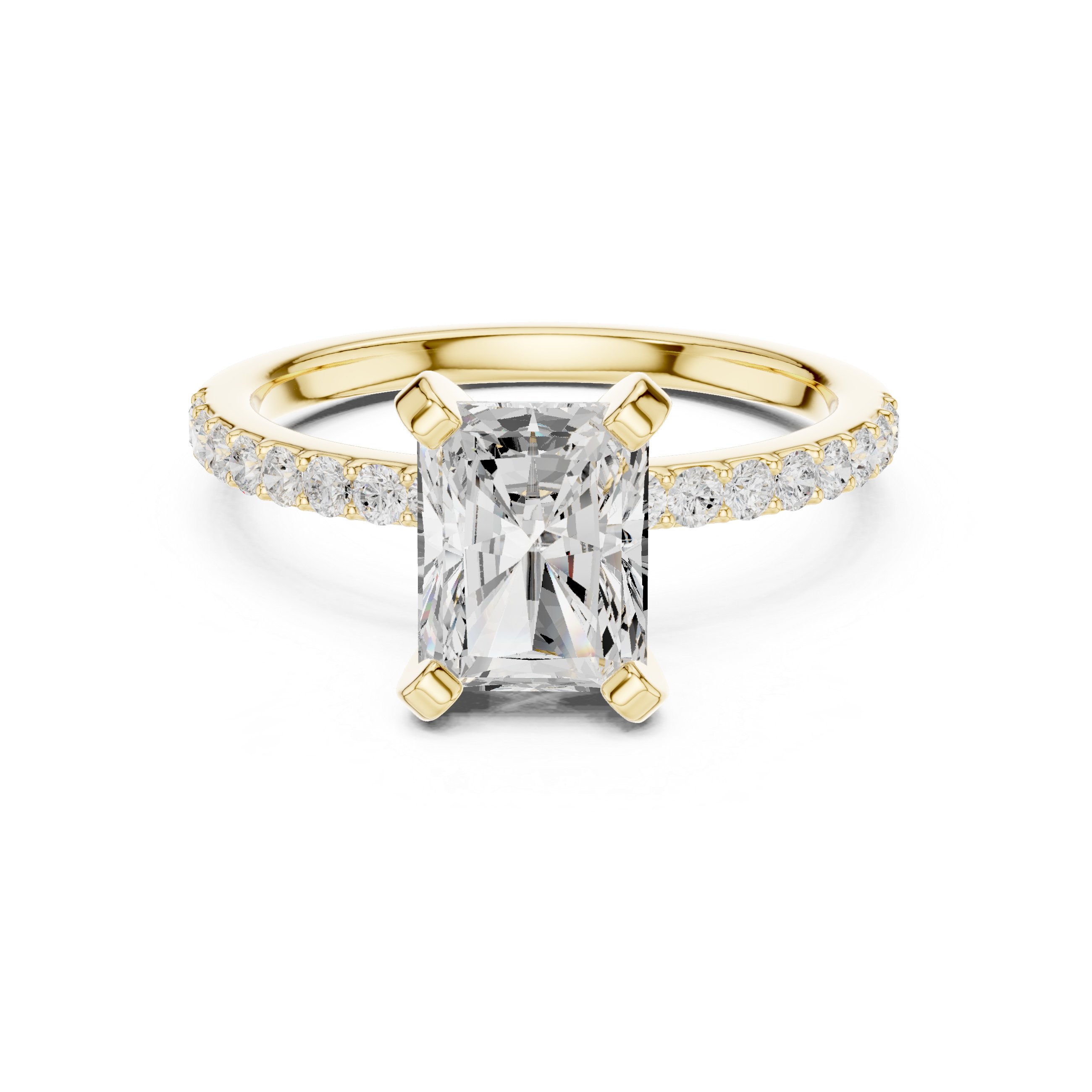 Radiant Cut Diamond Engagement Ring with Pavé Band